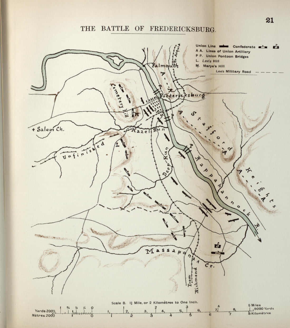 Battle of Fredericksburg from the American Civil War--maps 1910 by Relic Map Company