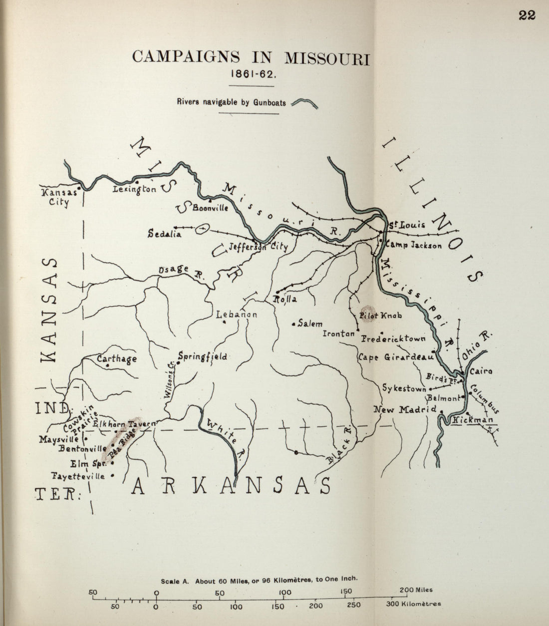 Campaigns In Missouri, 1861-1862 from the American Civil War--maps 1910 by Relic Map Company