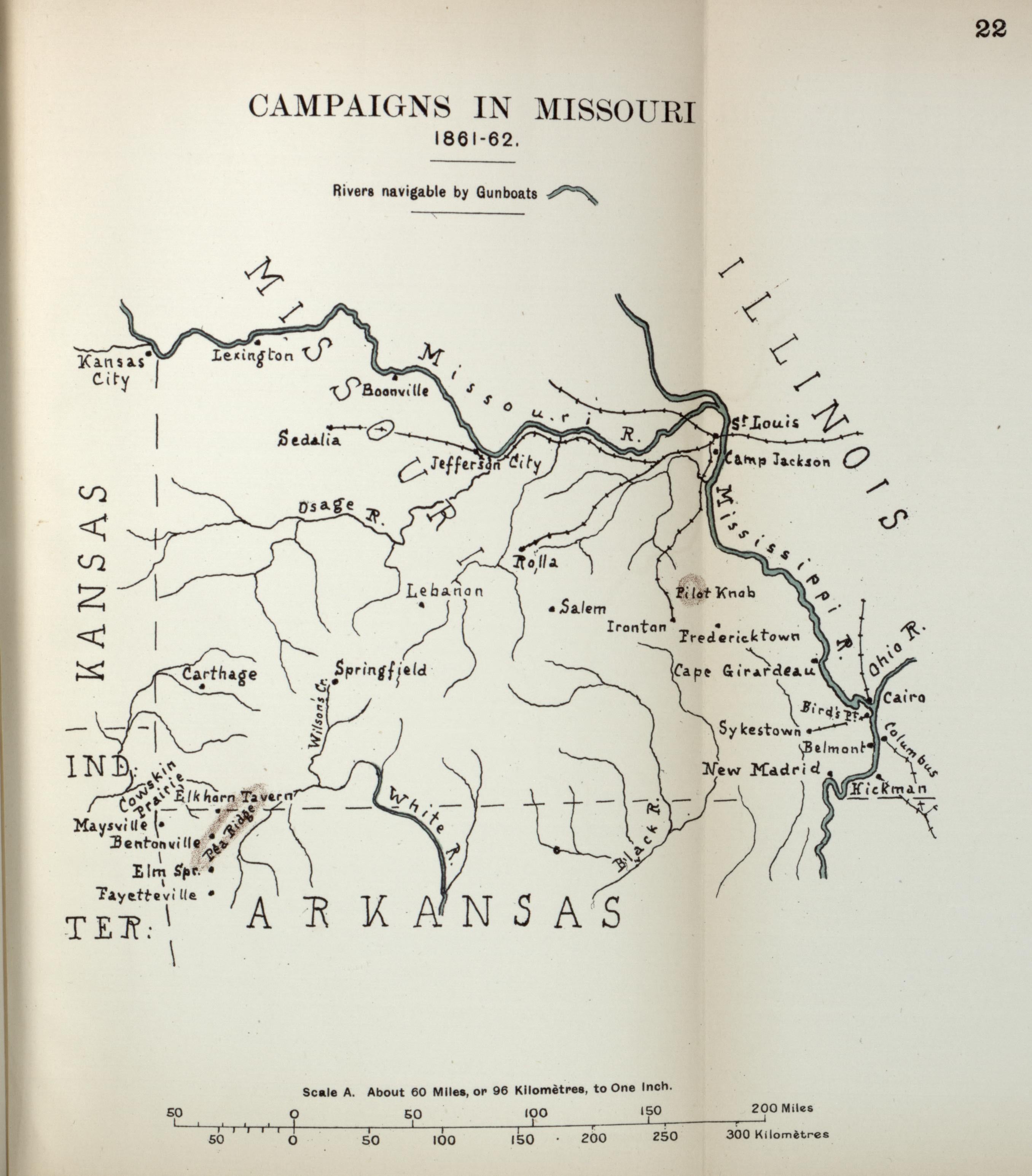 Campaigns In Missouri, 1861-1862 from the American Civil War--maps 1910 by Relic Map Company