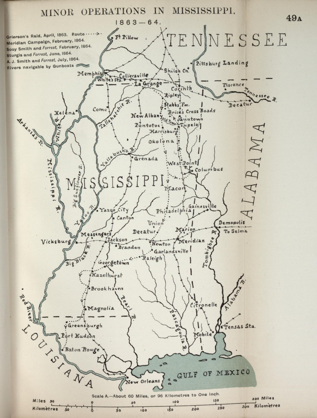 Minor Operations In Mississippi, 1863-1864 from the American Civil War--maps 1910 by Relic Map Company