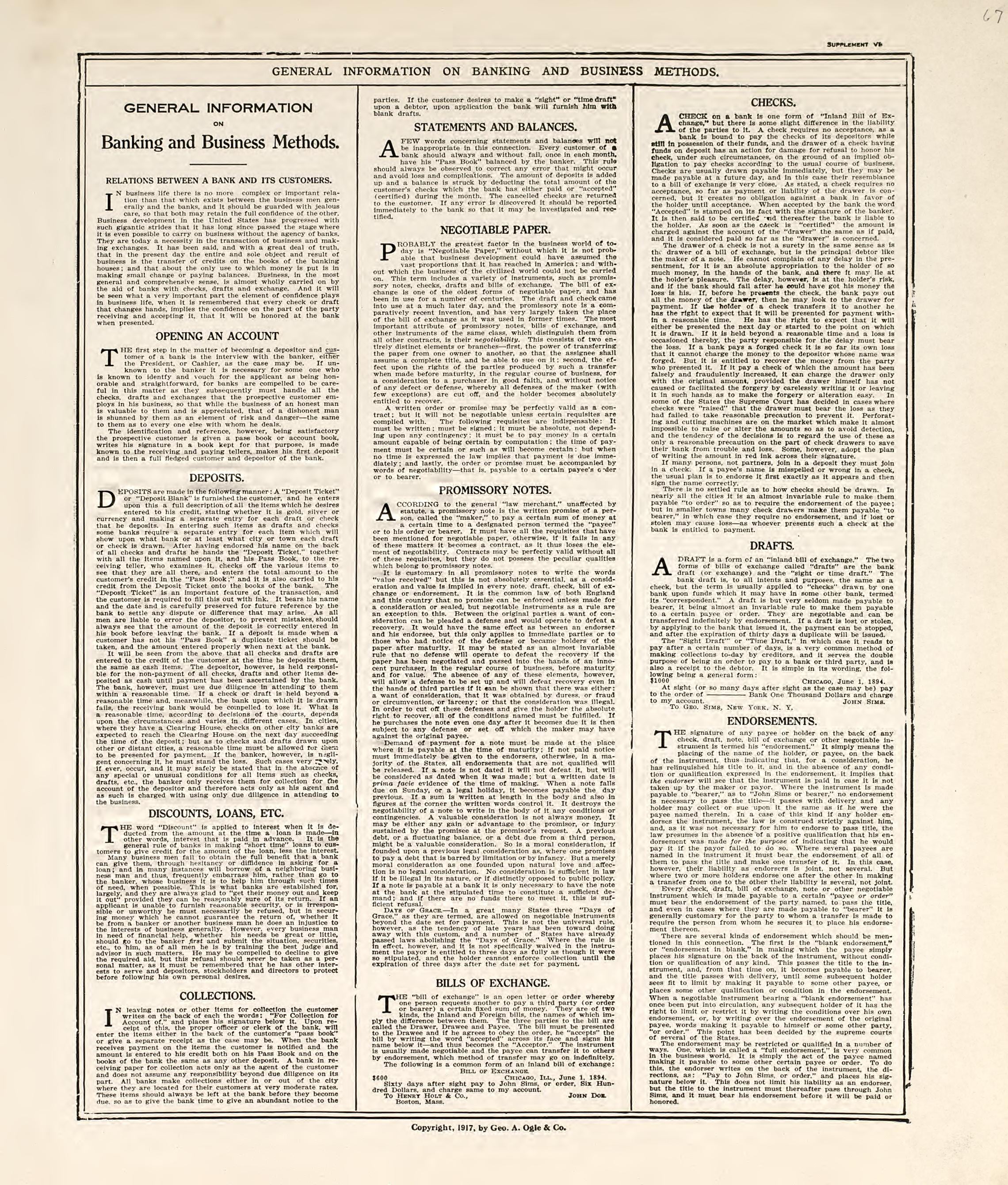 General Information On Banking and Business Methods from Standard Atlas of Pembina County, North Dakota : Including a Plat Book of the Villages, Cities and Townships of the County, Map of the State, United States and World : Patrons Directory, … 1928 by Relic Map Company