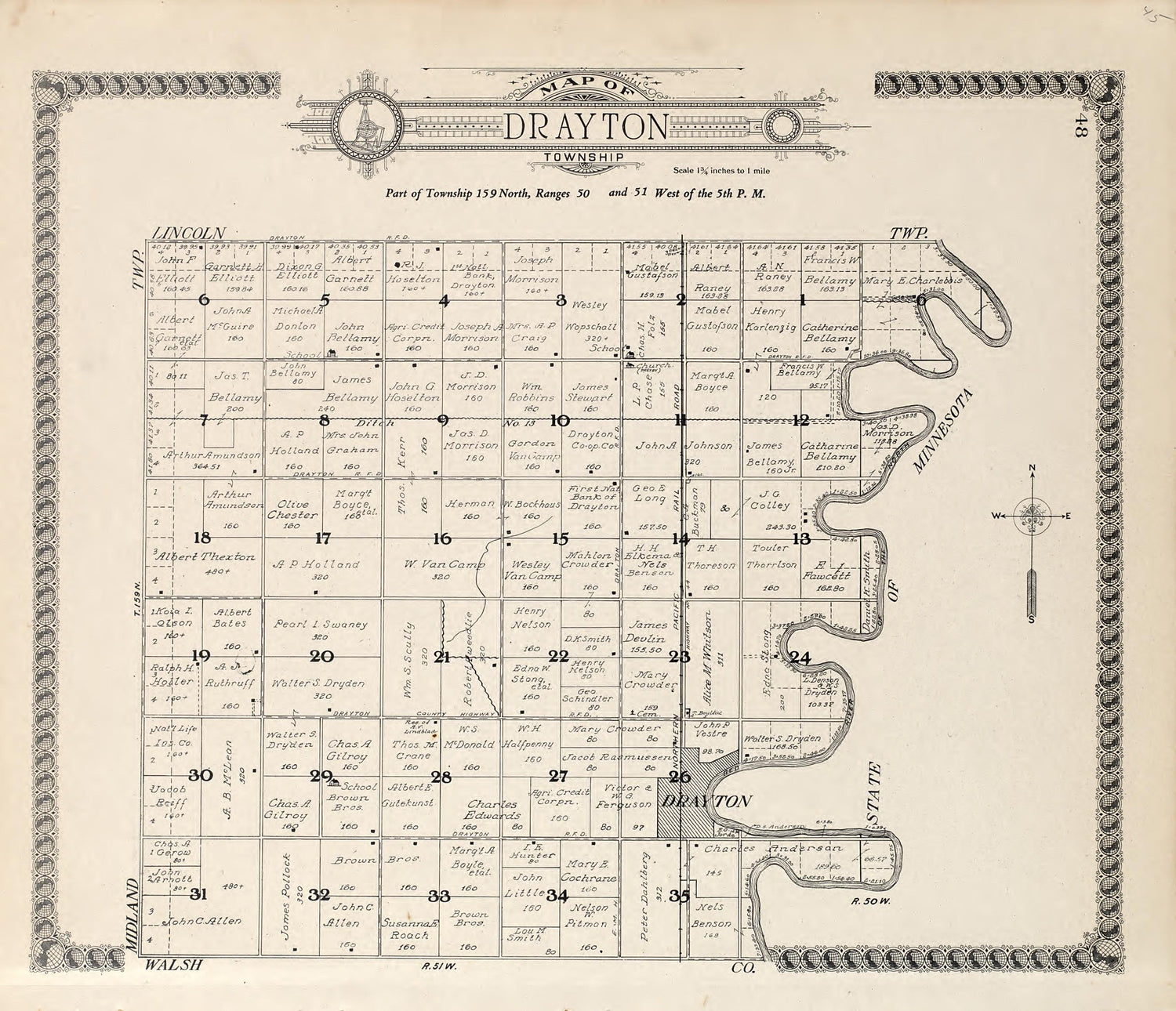 Premier Series North Dakota from Standard Atlas of Pembina County, North Dakota : Including a Plat Book of the Villages, Cities and Townships of the County, Map of the State, United States and World : Patrons Directory, … 1928 by Relic Map Company