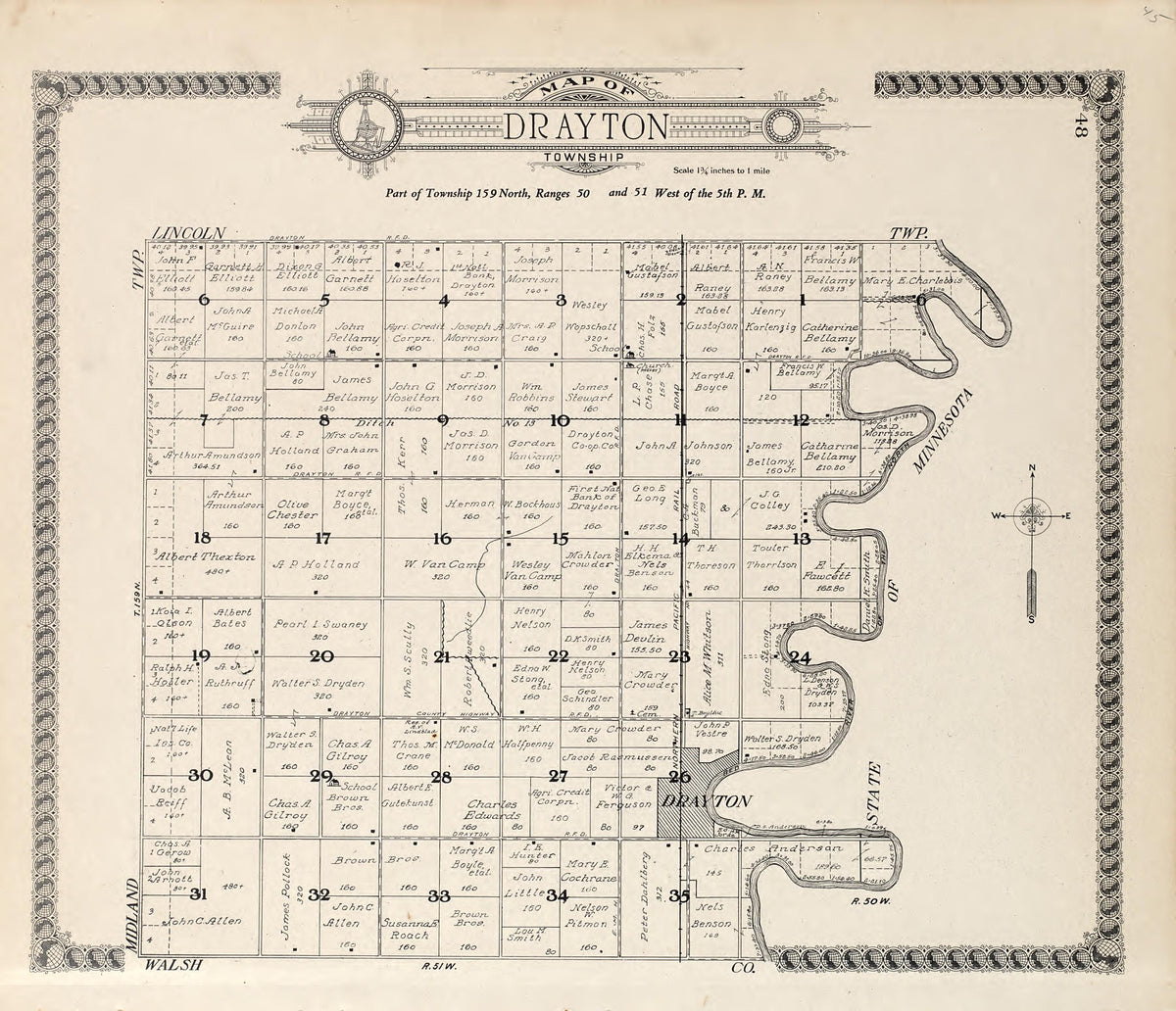 Premier Series North Dakota from Standard Atlas of Pembina County, North Dakota : Including a Plat Book of the Villages, Cities and Townships of the County, Map of the State, United States and World : Patrons Directory, … 1928 by Relic Map Company