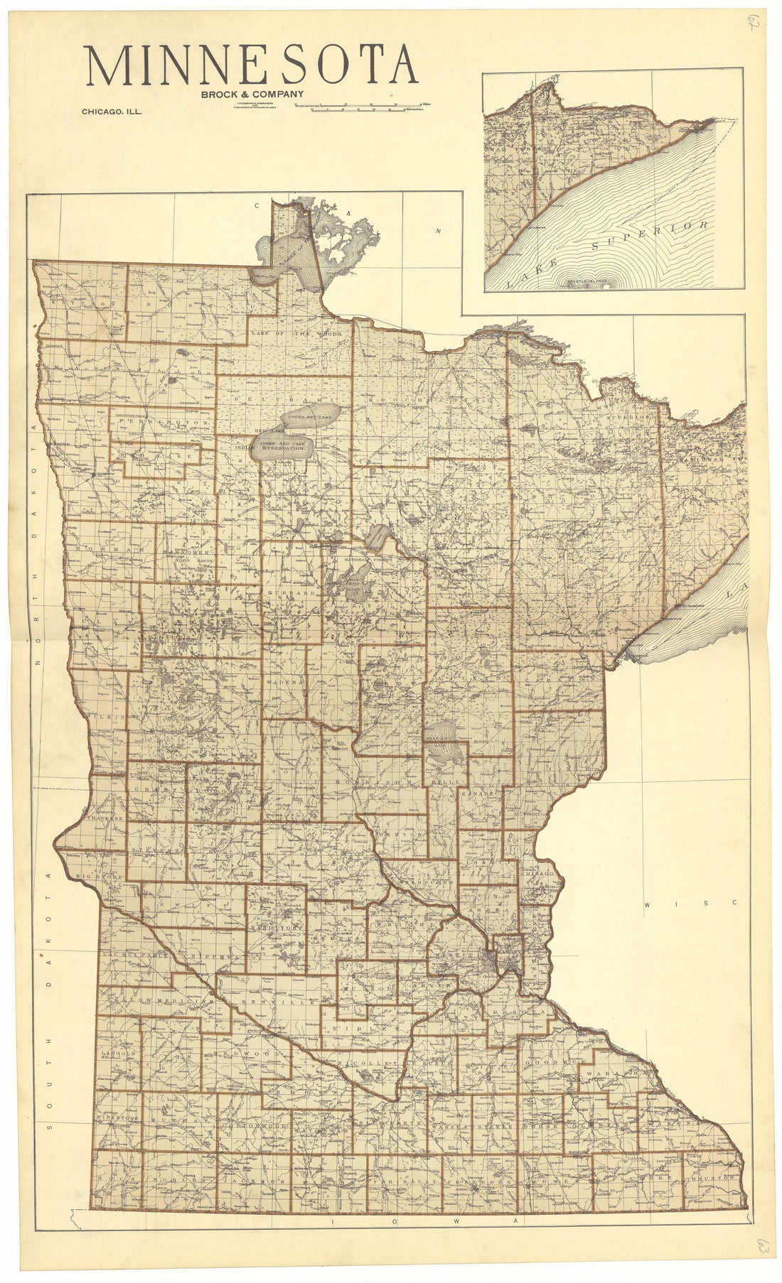 Minnesota from Standard Atlas of Becker County, Minnesota : Including a Plat Book of the Villages, Cities and Townships of the County, Map of the State, United States and World : Patrons Directory, Reference … 1929 by Relic Map Company