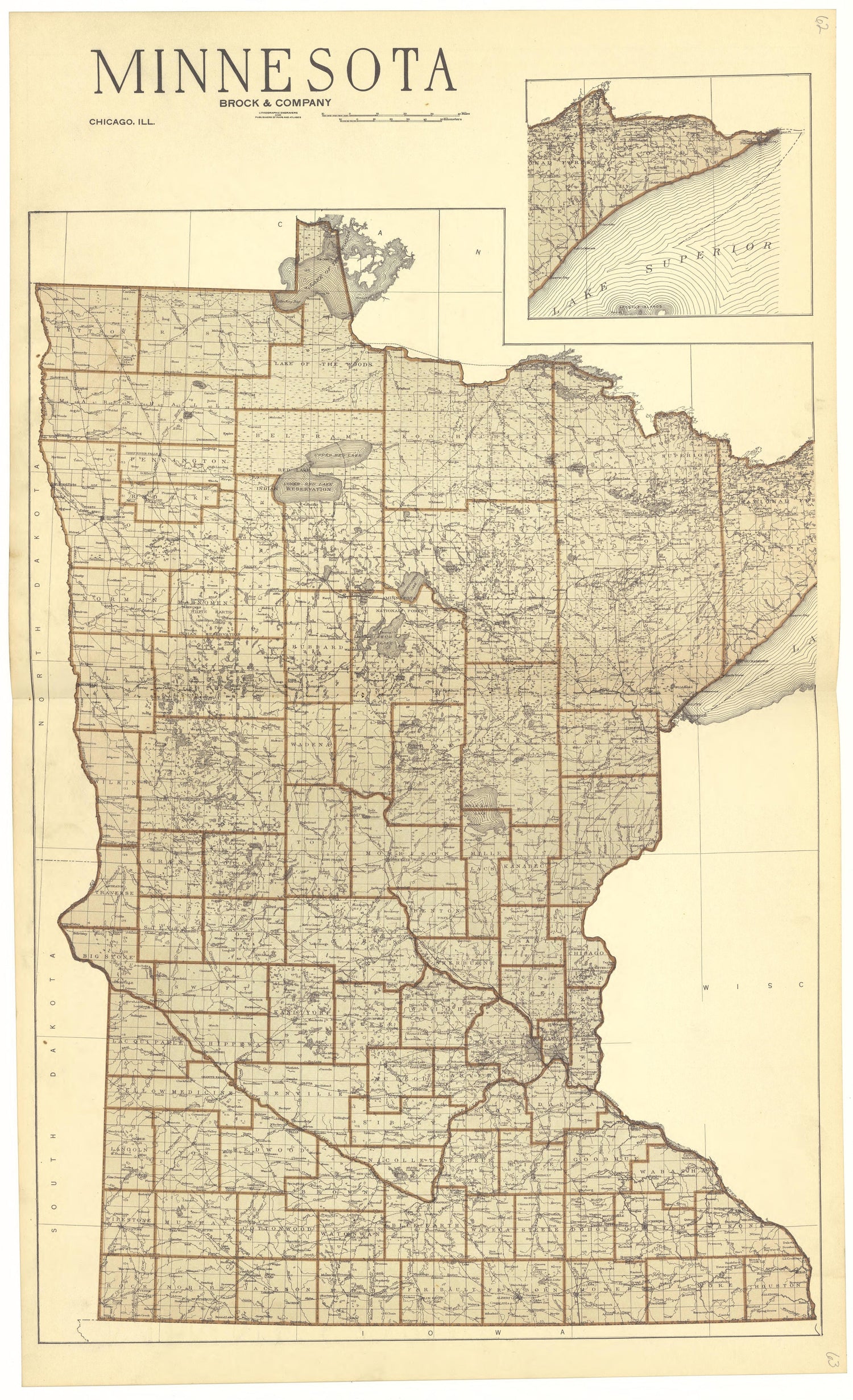 Minnesota from Standard Atlas of Becker County, Minnesota : Including a Plat Book of the Villages, Cities and Townships of the County, Map of the State, United States and World : Patrons Directory, Reference … 1929 by Relic Map Company