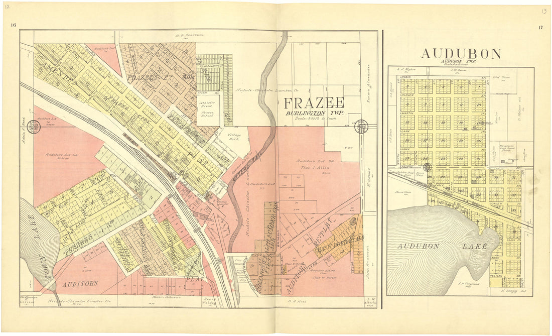 Frazee (Burlington Twp); Audubon from Standard Atlas of Becker County, Minnesota : Including a Plat Book of the Villages, Cities and Townships of the County, Map of the State, United States and World : Patrons Directory, Reference … 1929 by Relic Map Company