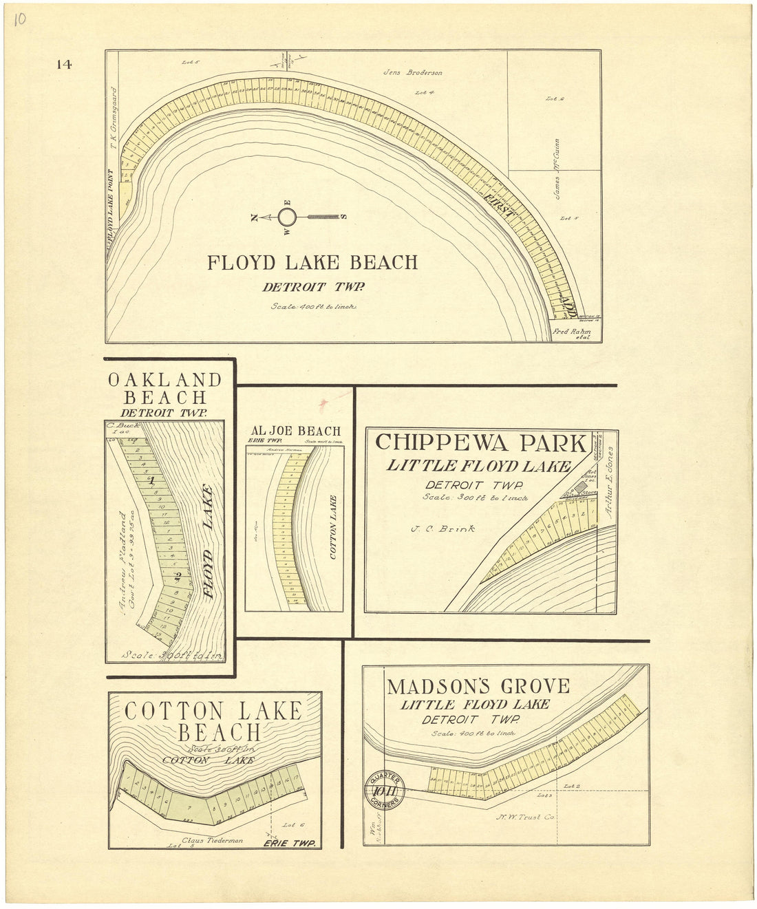 Floyd Lake Beach from Standard Atlas of Becker County, Minnesota : Including a Plat Book of the Villages, Cities and Townships of the County, Map of the State, United States and World : Patrons Directory, Reference … 1929 by Relic Map Company