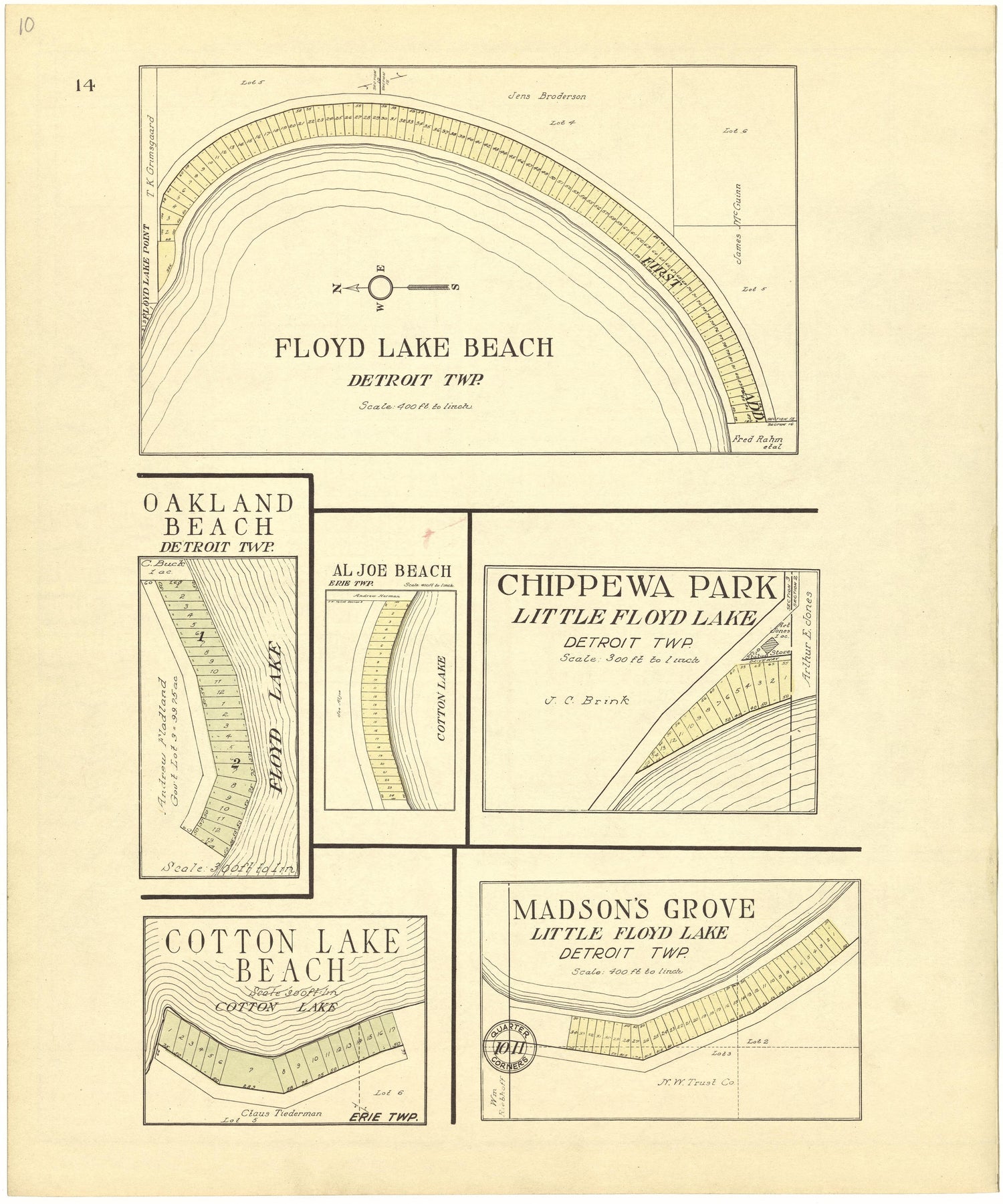 Floyd Lake Beach from Standard Atlas of Becker County, Minnesota : Including a Plat Book of the Villages, Cities and Townships of the County, Map of the State, United States and World : Patrons Directory, Reference … 1929 by Relic Map Company