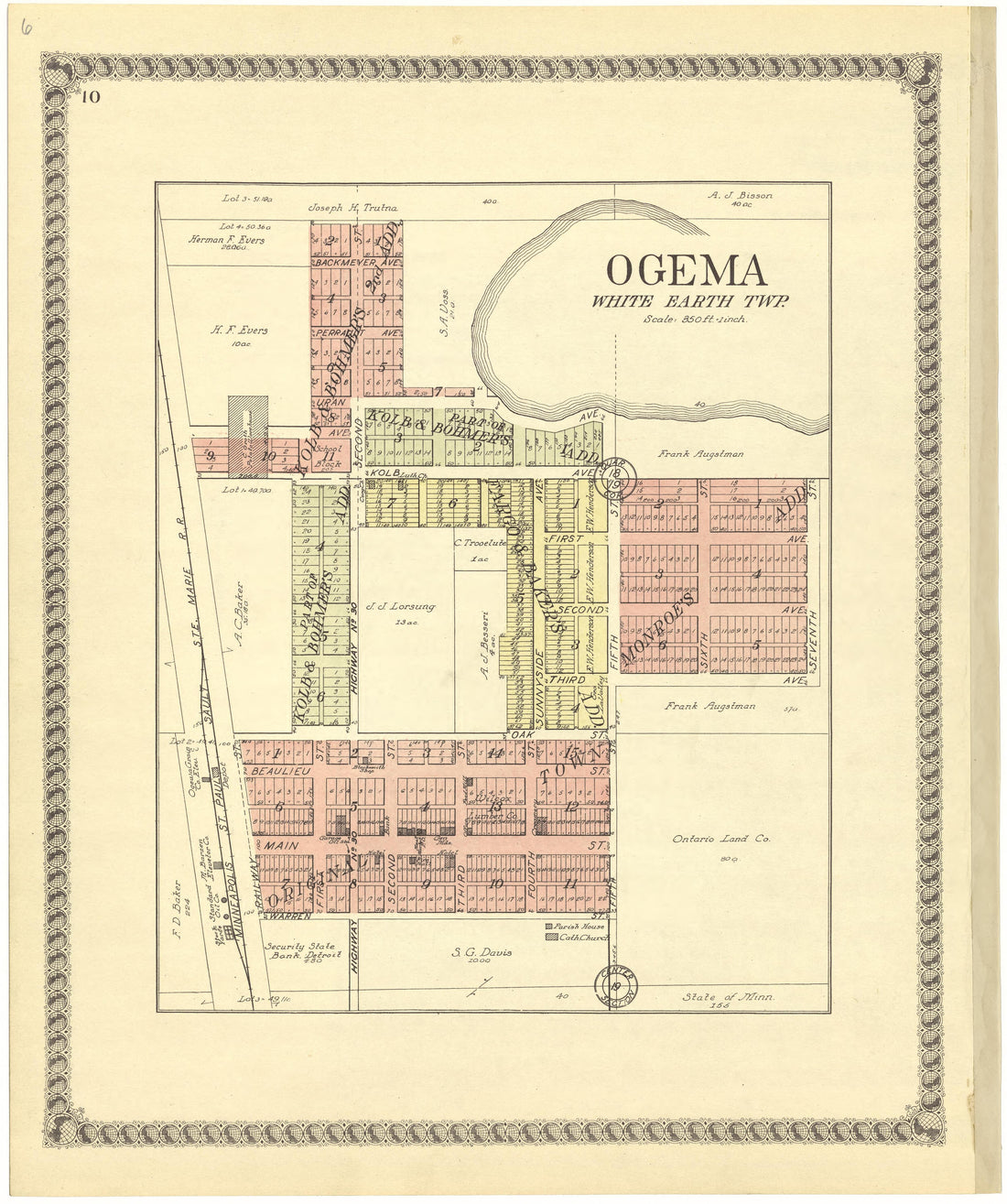 Ogema from Standard Atlas of Becker County, Minnesota : Including a Plat Book of the Villages, Cities and Townships of the County, Map of the State, United States and World : Patrons Directory, Reference … 1929 by Relic Map Company