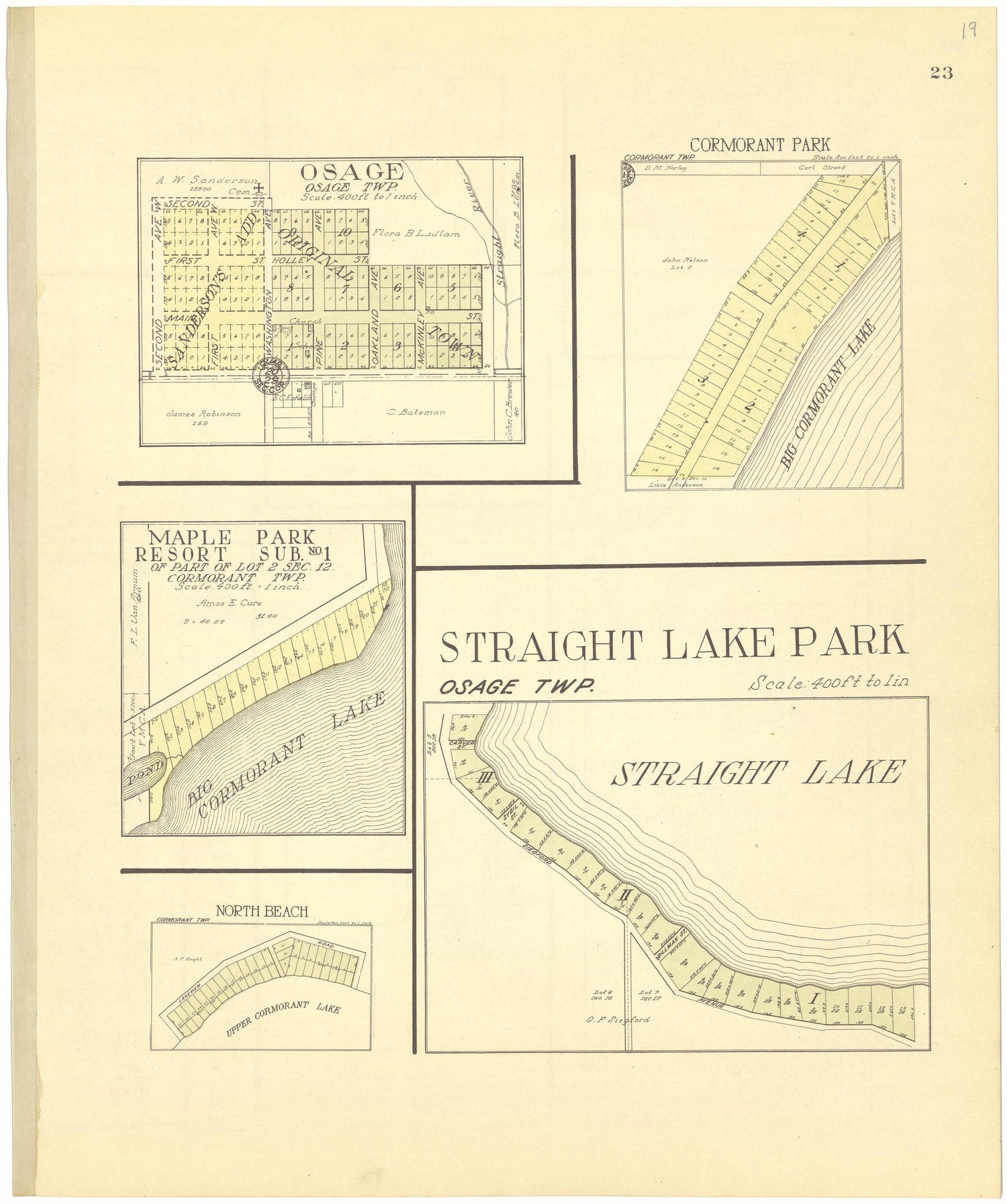 Straight Lake Park from Standard Atlas of Becker County, Minnesota : Including a Plat Book of the Villages, Cities and Townships of the County, Map of the State, United States and World : Patrons Directory, Reference … 1929 by Relic Map Company
