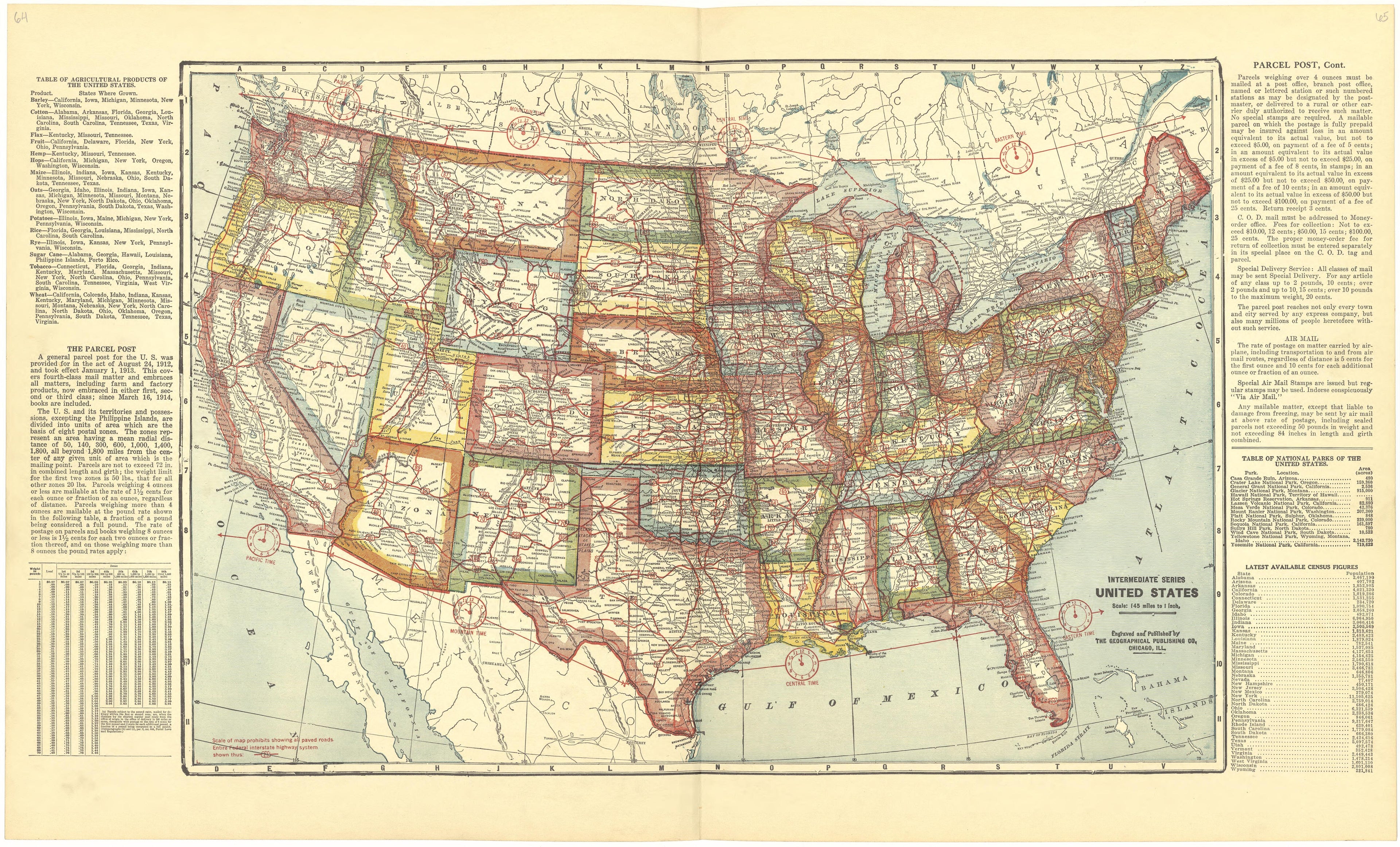 United States from Standard Atlas of Becker County, Minnesota : Including a Plat Book of the Villages, Cities and Townships of the County, Map of the State, United States and World : Patrons Directory, Reference … 1929 by Relic Map Company