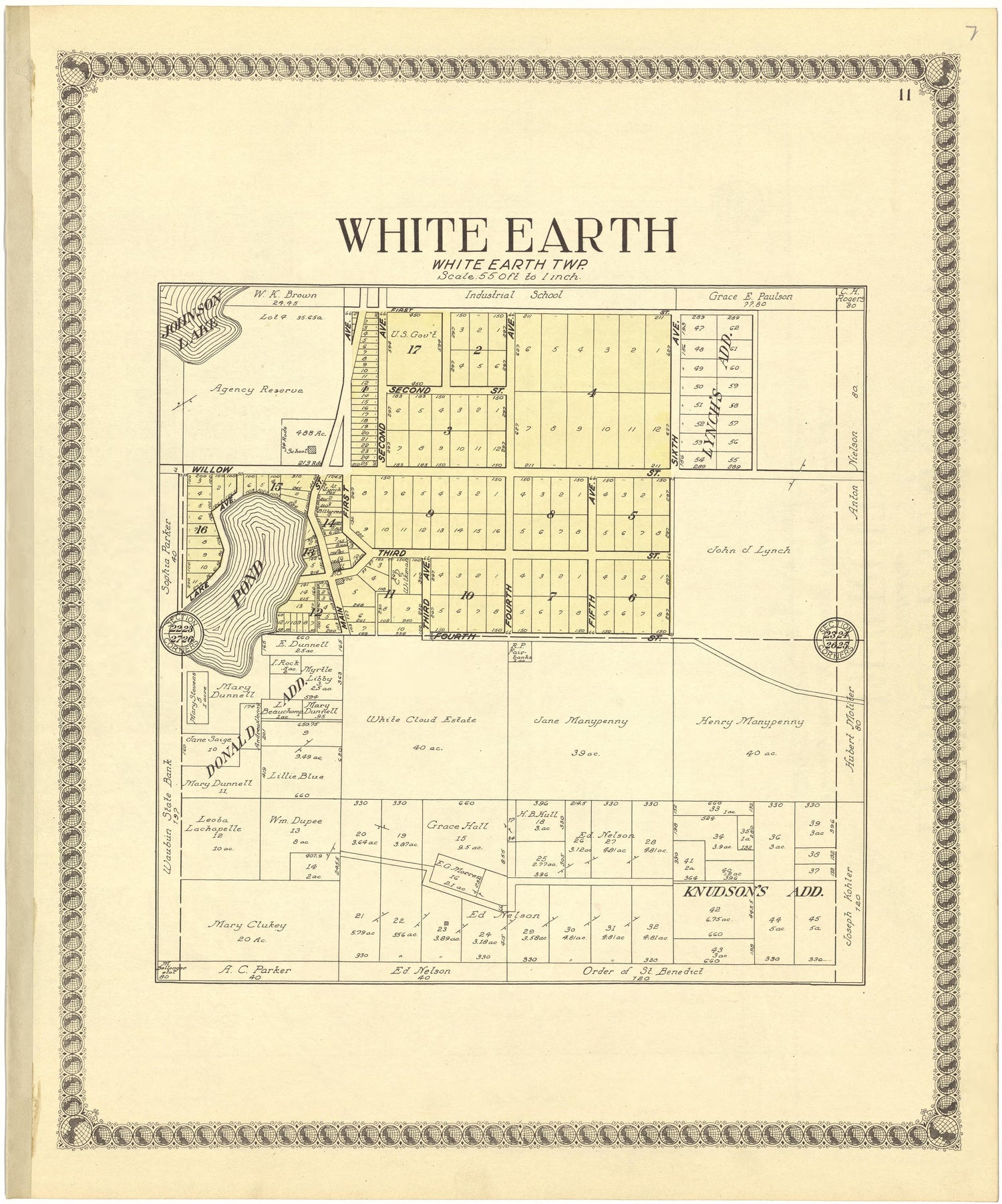 White Earth from Standard Atlas of Becker County, Minnesota : Including a Plat Book of the Villages, Cities and Townships of the County, Map of the State, United States and World : Patrons Directory, Reference … 1929 by Relic Map Company