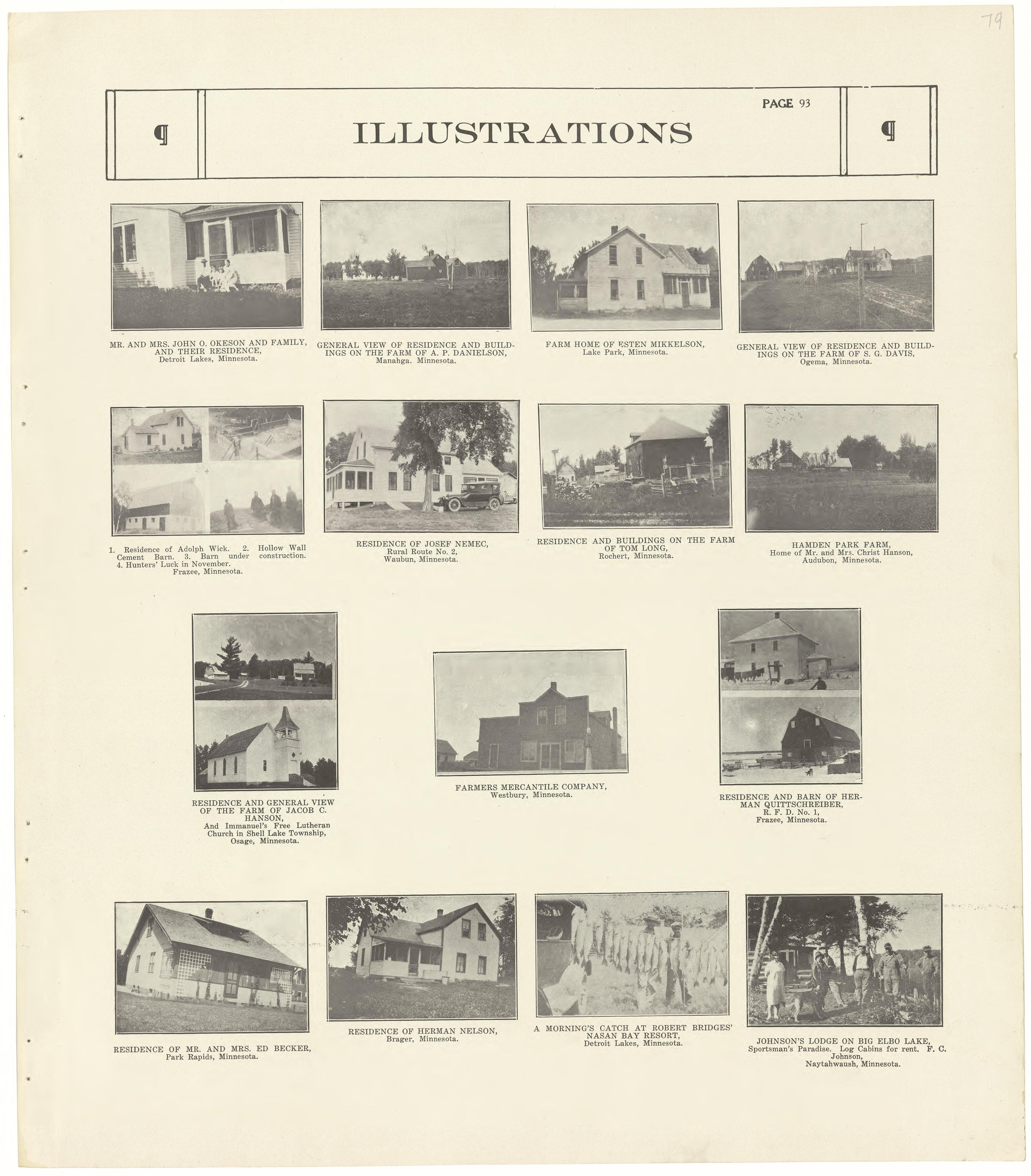 Illustrations from Standard Atlas of Becker County, Minnesota : Including a Plat Book of the Villages, Cities and Townships of the County, Map of the State, United States and World : Patrons Directory, Reference … 1929 by Relic Map Company
