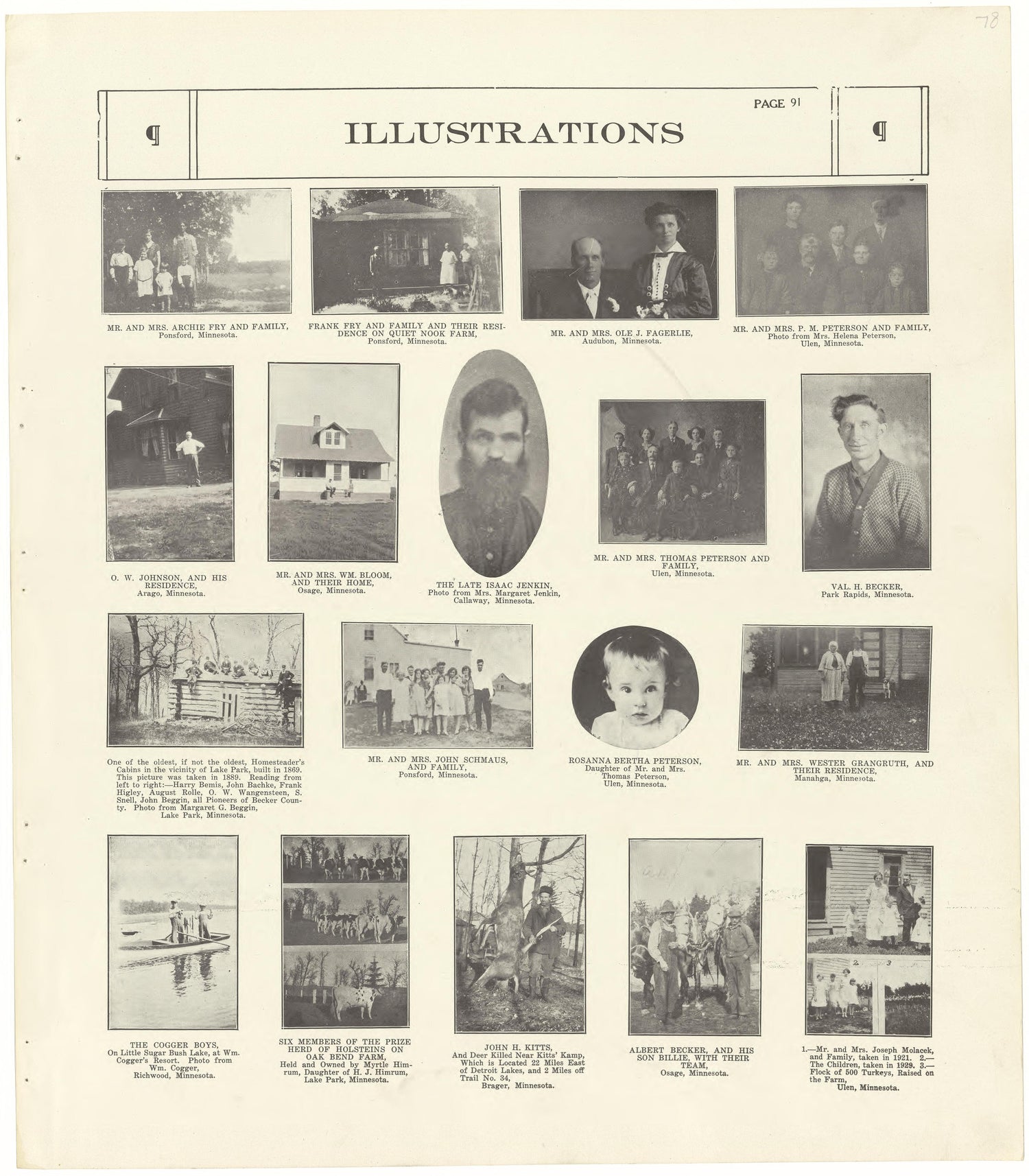Illustrations from Standard Atlas of Becker County, Minnesota : Including a Plat Book of the Villages, Cities and Townships of the County, Map of the State, United States and World : Patrons Directory, Reference … 1929 by Relic Map Company