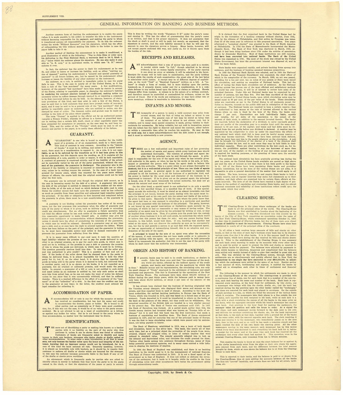 General Information On Banking and Business Methods - Supplement VIII from Standard Atlas of Becker County, Minnesota : Including a Plat Book of the Villages, Cities and Townships of the County, Map of the State, United States and World : Patrons Dire... by Relic Map Company