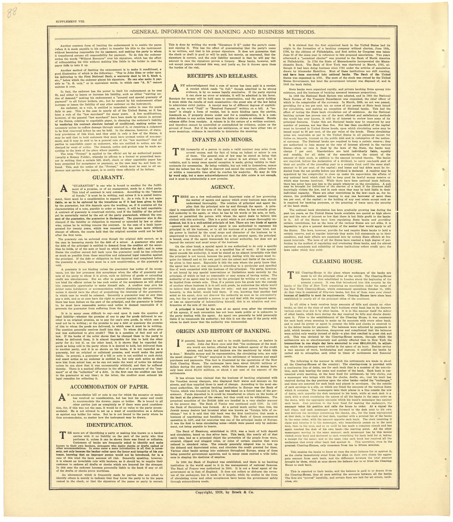 General Information On Banking and Business Methods - Supplement VIII from Standard Atlas of Becker County, Minnesota : Including a Plat Book of the Villages, Cities and Townships of the County, Map of the State, United States and World : Patrons Dire... by Relic Map Company