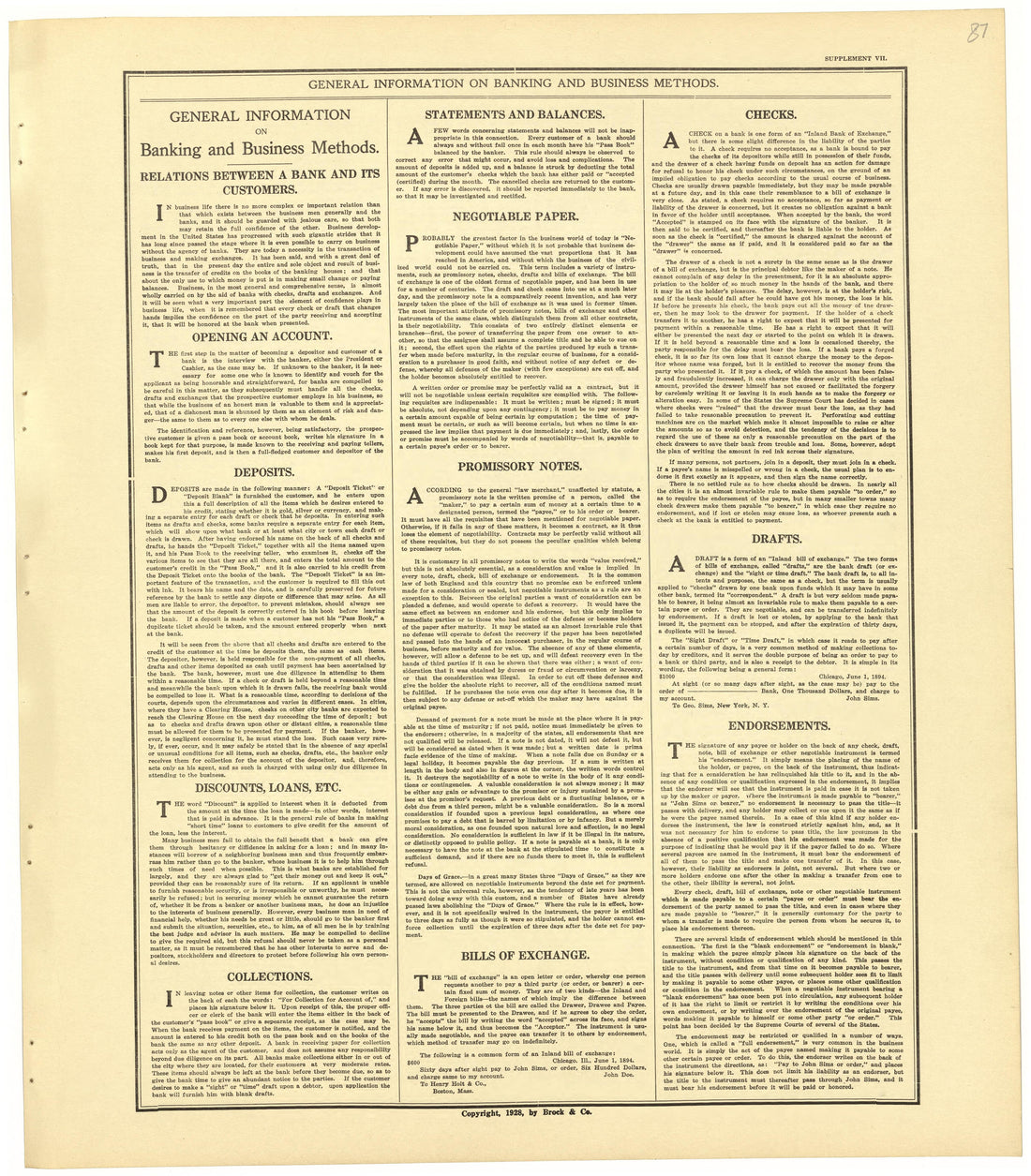 General Information On Banking and Business Methods from Standard Atlas of Becker County, Minnesota : Including a Plat Book of the Villages, Cities and Townships of the County, Map of the State, United States and World : Patrons Directory, Reference �... by Relic Map Company