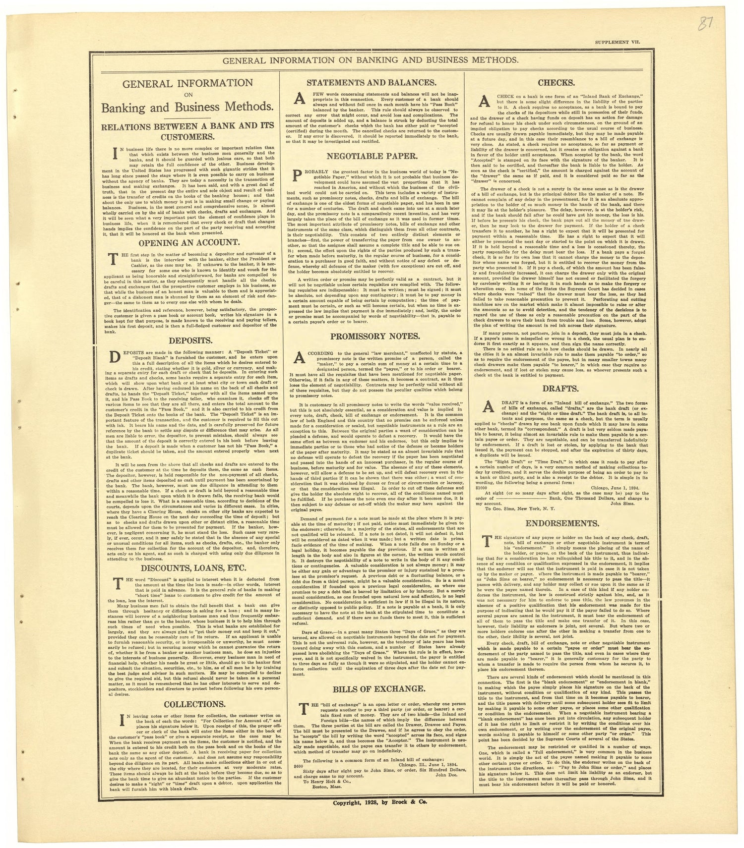 General Information On Banking and Business Methods from Standard Atlas of Becker County, Minnesota : Including a Plat Book of the Villages, Cities and Townships of the County, Map of the State, United States and World : Patrons Directory, Reference �... by Relic Map Company