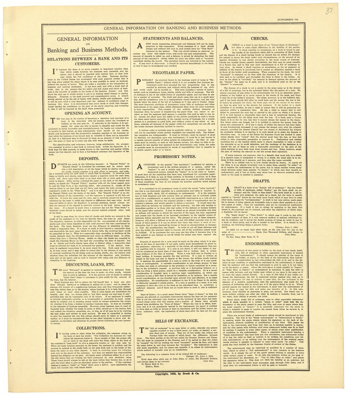 General Information On Banking and Business Methods from Standard Atlas of Becker County, Minnesota : Including a Plat Book of the Villages, Cities and Townships of the County, Map of the State, United States and World : Patrons Directory, Reference �... by Relic Map Company