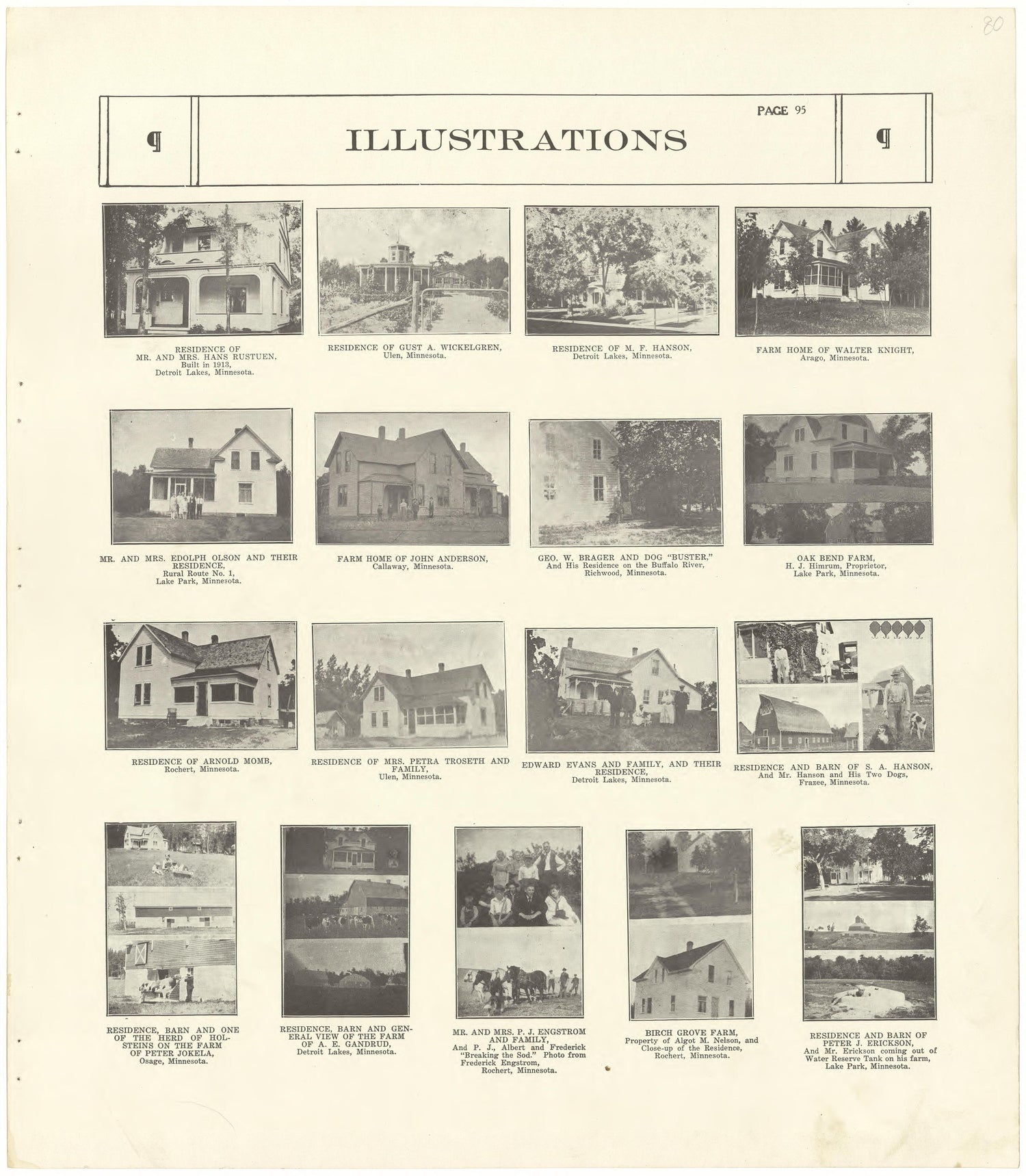 Illustrations from Standard Atlas of Becker County, Minnesota : Including a Plat Book of the Villages, Cities and Townships of the County, Map of the State, United States and World : Patrons Directory, Reference … 1929 by Relic Map Company