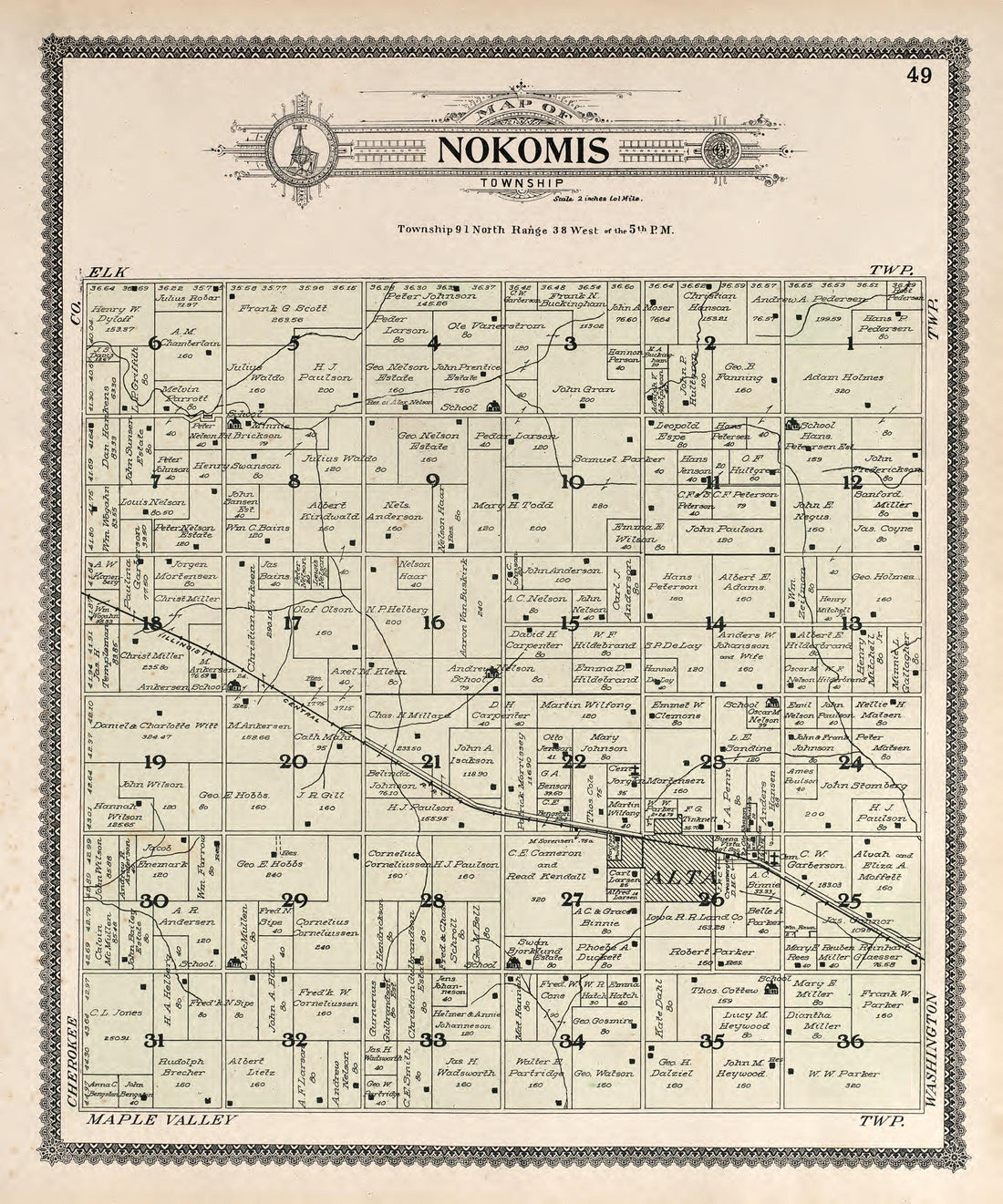 Nokomis from Standard Atlas of Buena Vista County, Iowa : Including a Plat Book of the Villages, Cities and Townships of the County, Map of the State, United States and World, Patrons Directory, Reference … 1908 by Relic Map Company