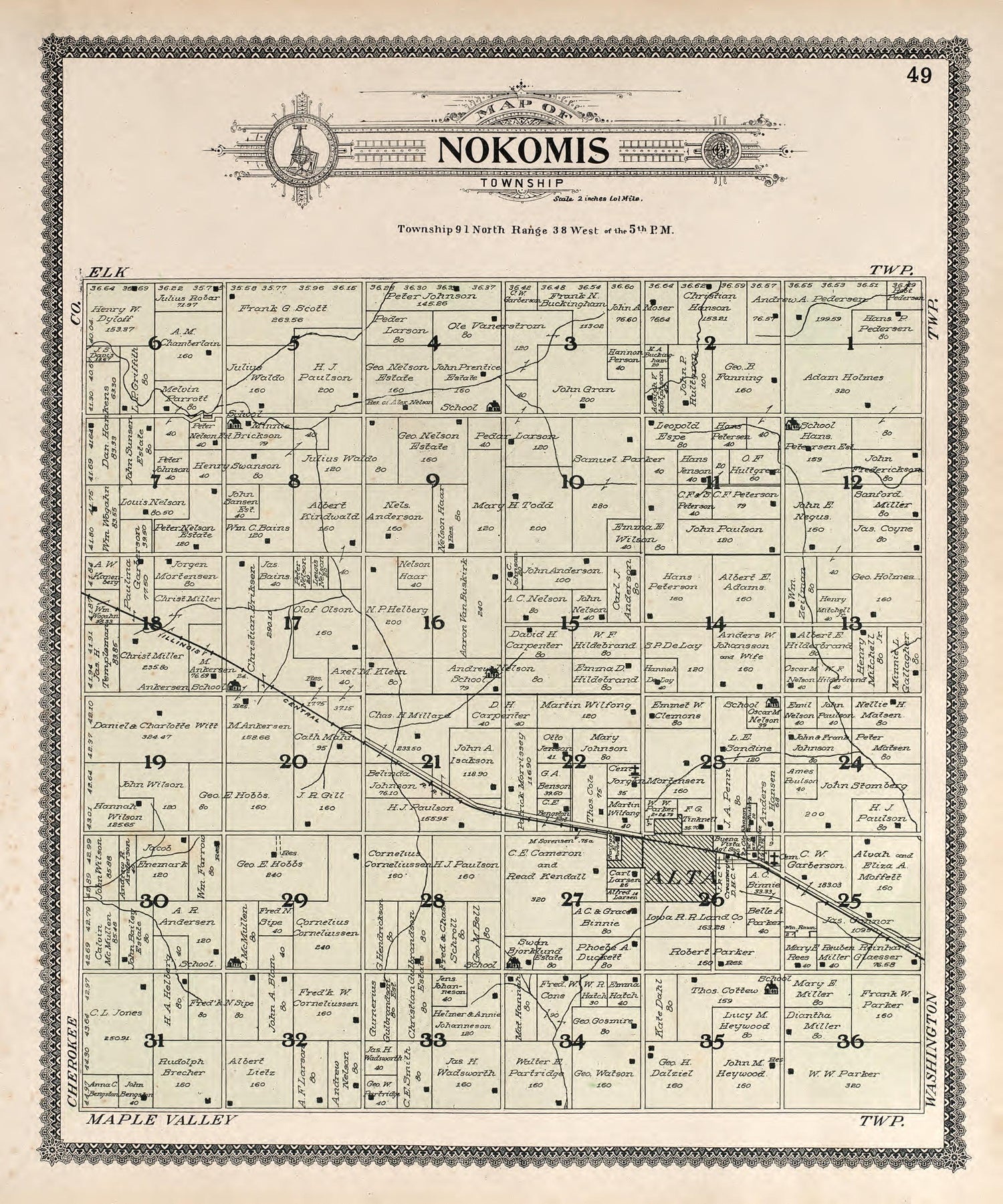 Nokomis from Standard Atlas of Buena Vista County, Iowa : Including a Plat Book of the Villages, Cities and Townships of the County, Map of the State, United States and World, Patrons Directory, Reference … 1908 by Relic Map Company