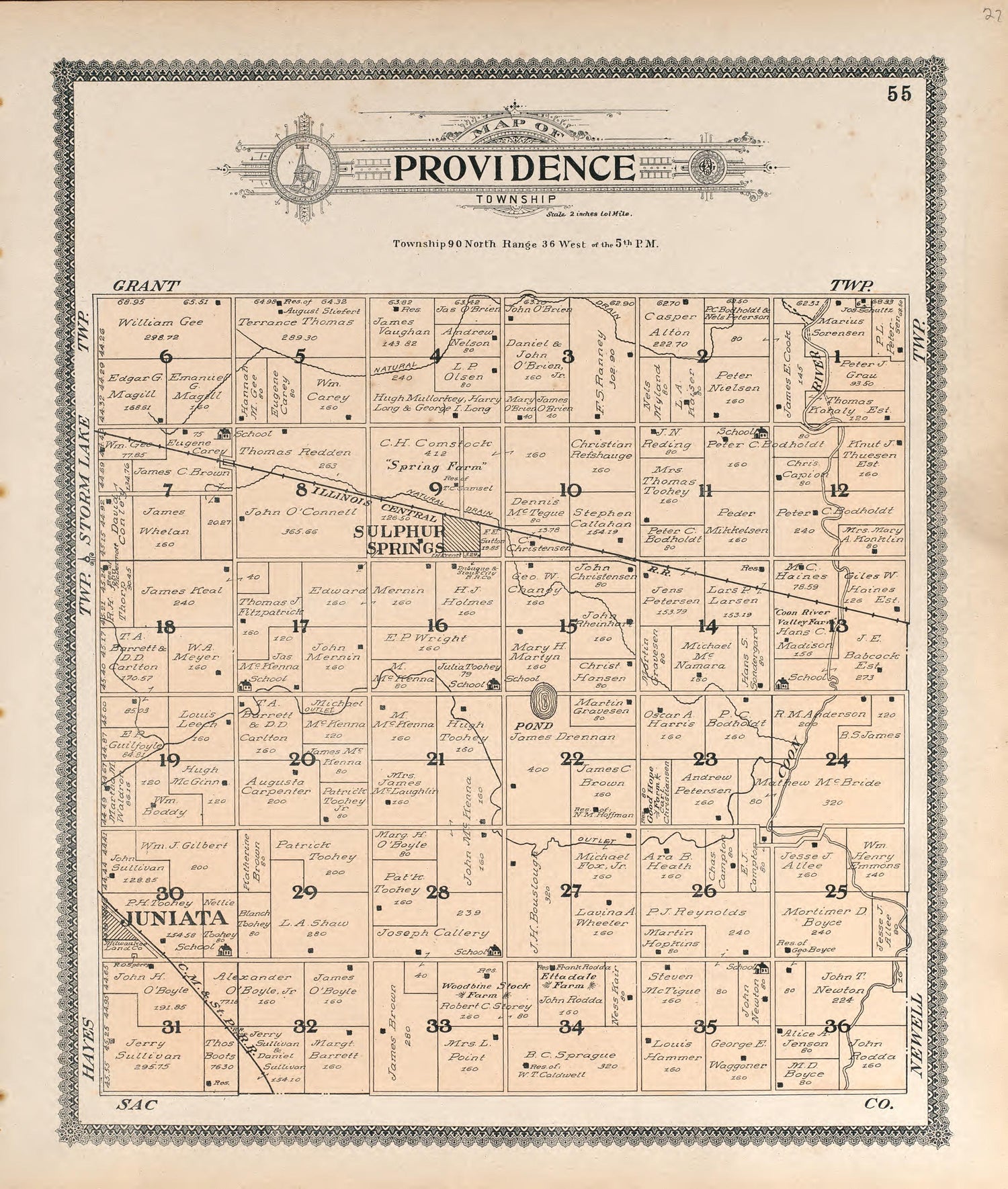 Providence from Standard Atlas of Buena Vista County, Iowa : Including a Plat Book of the Villages, Cities and Townships of the County, Map of the State, United States and World, Patrons Directory, Reference … 1908 by Relic Map Company