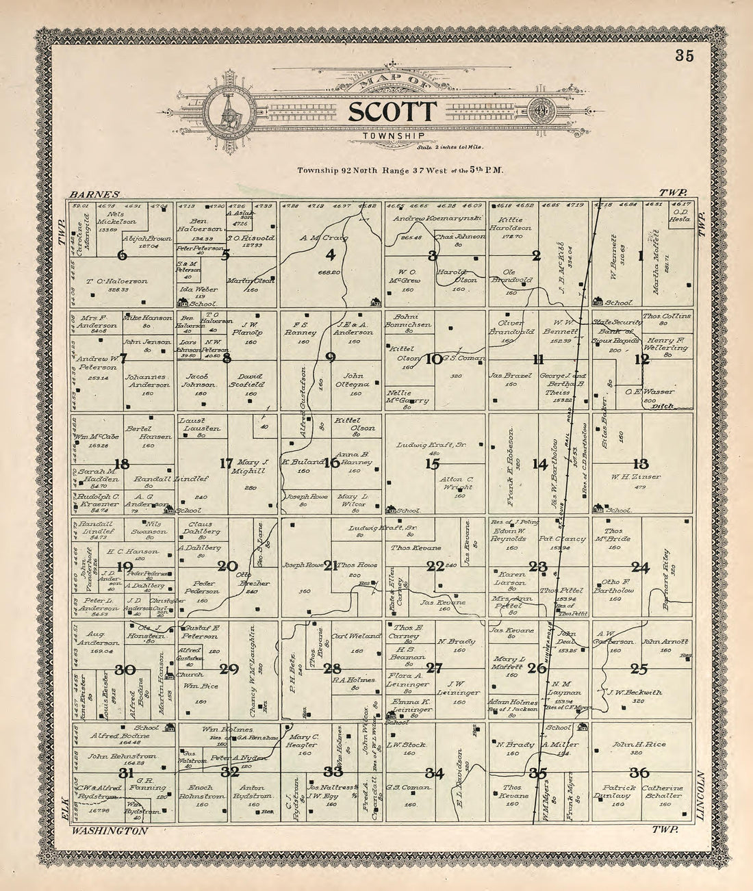 Scott from Standard Atlas of Buena Vista County, Iowa : Including a Plat Book of the Villages, Cities and Townships of the County, Map of the State, United States and World, Patrons Directory, Reference … 1908 by Relic Map Company
