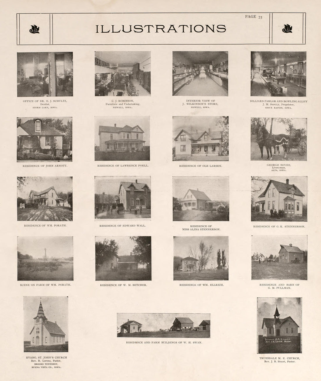 Illustrations--Residences from Standard Atlas of Buena Vista County, Iowa : Including a Plat Book of the Villages, Cities and Townships of the County, Map of the State, United States and World, Patrons Directory, Reference … 1908 by Relic Map Company