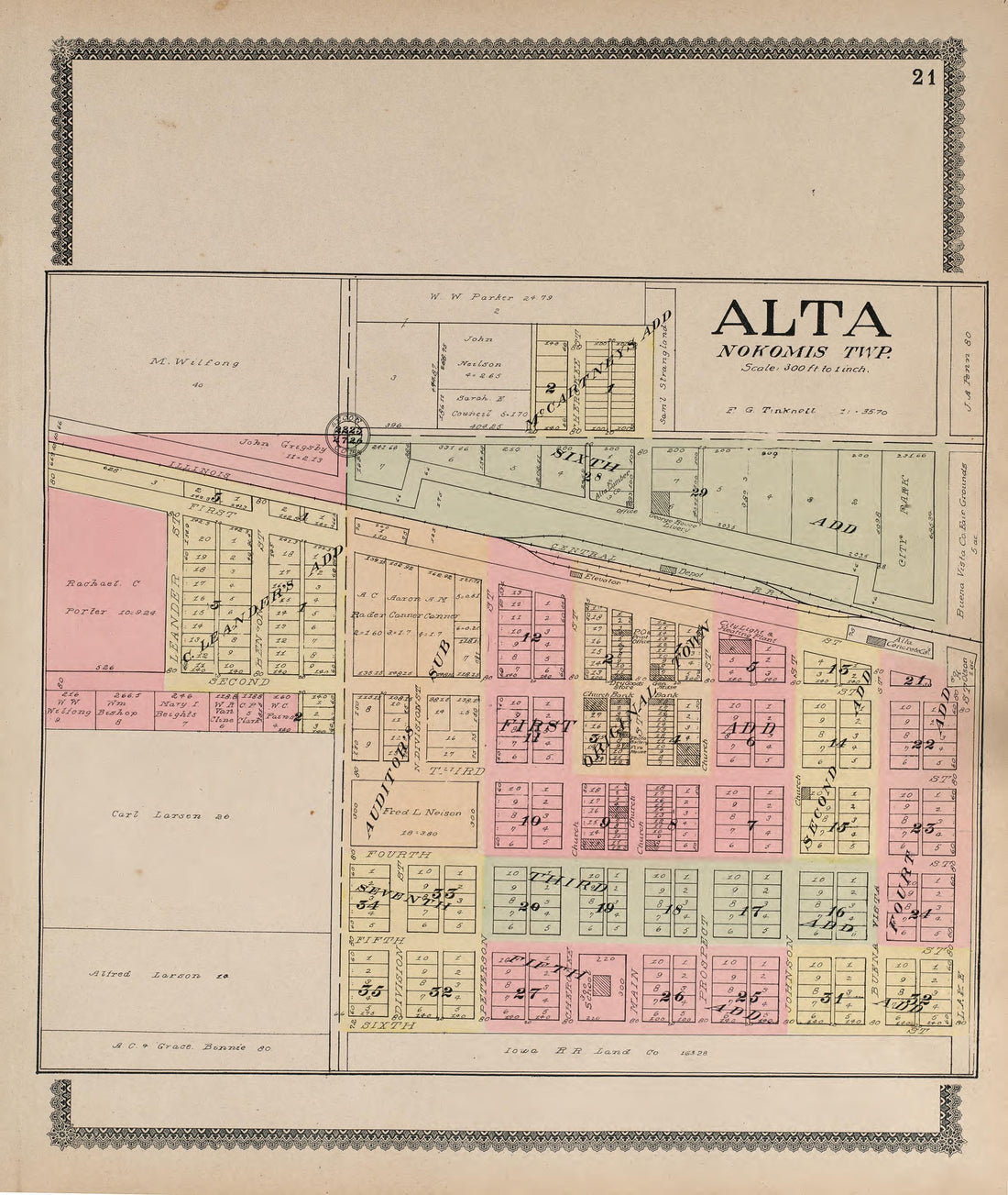 Alta from Standard Atlas of Buena Vista County, Iowa : Including a Plat Book of the Villages, Cities and Townships of the County, Map of the State, United States and World, Patrons Directory, Reference … 1908 by Relic Map Company