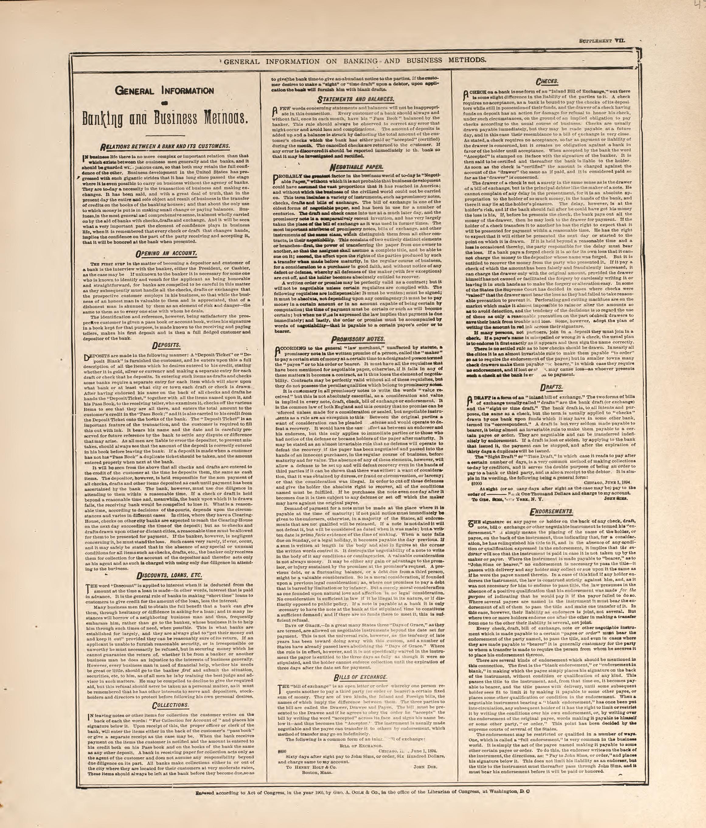 General Information of Banking and Business Methods from Standard Atlas of Buena Vista County, Iowa : Including a Plat Book of the Villages, Cities and Townships of the County, Map of the State, United States and World, Patrons Directory, Reference �... by Relic Map Company