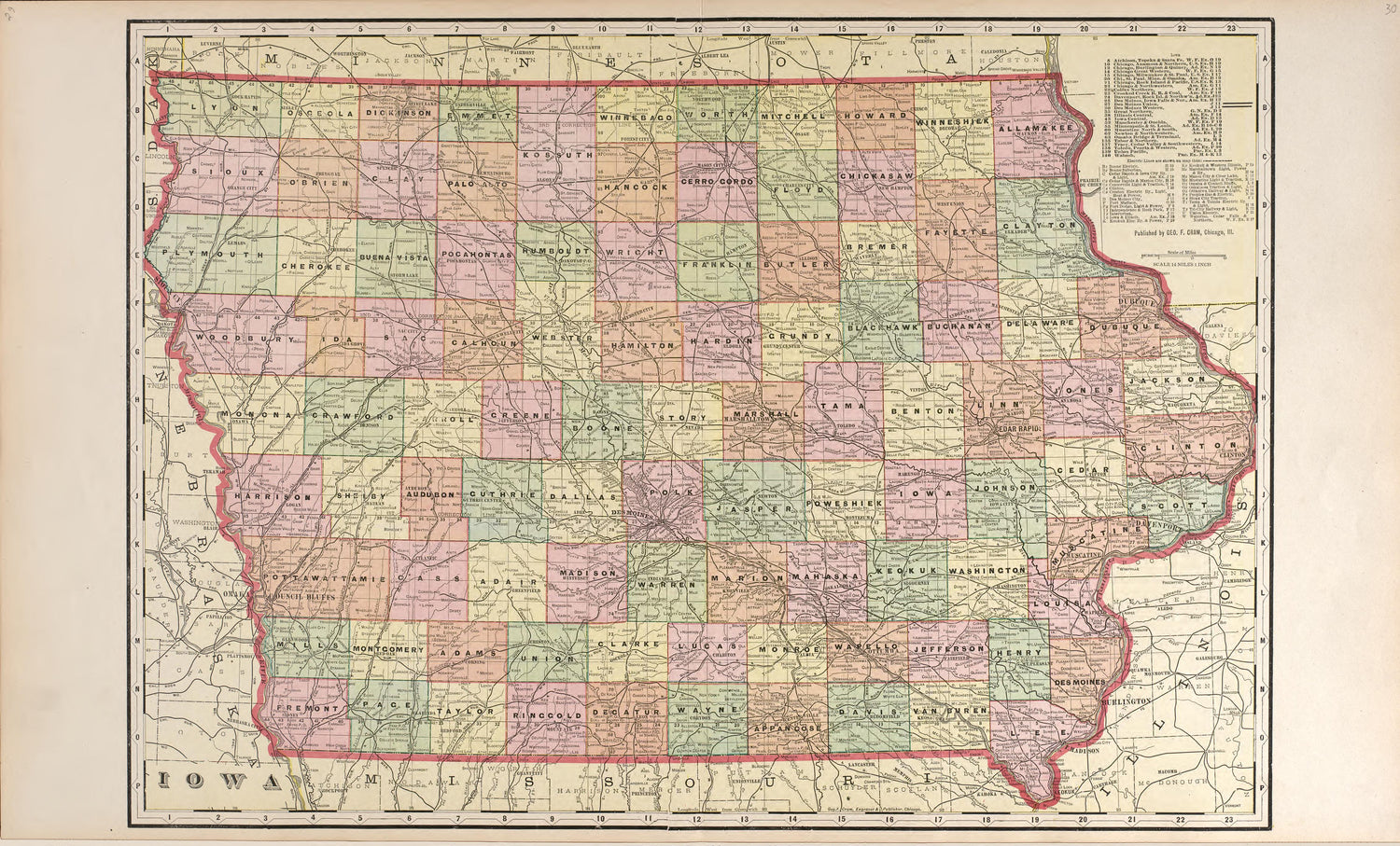 Iowa Counties from Standard Atlas of Buena Vista County, Iowa : Including a Plat Book of the Villages, Cities and Townships of the County, Map of the State, United States and World, Patrons Directory, Reference … 1908 by Relic Map Company