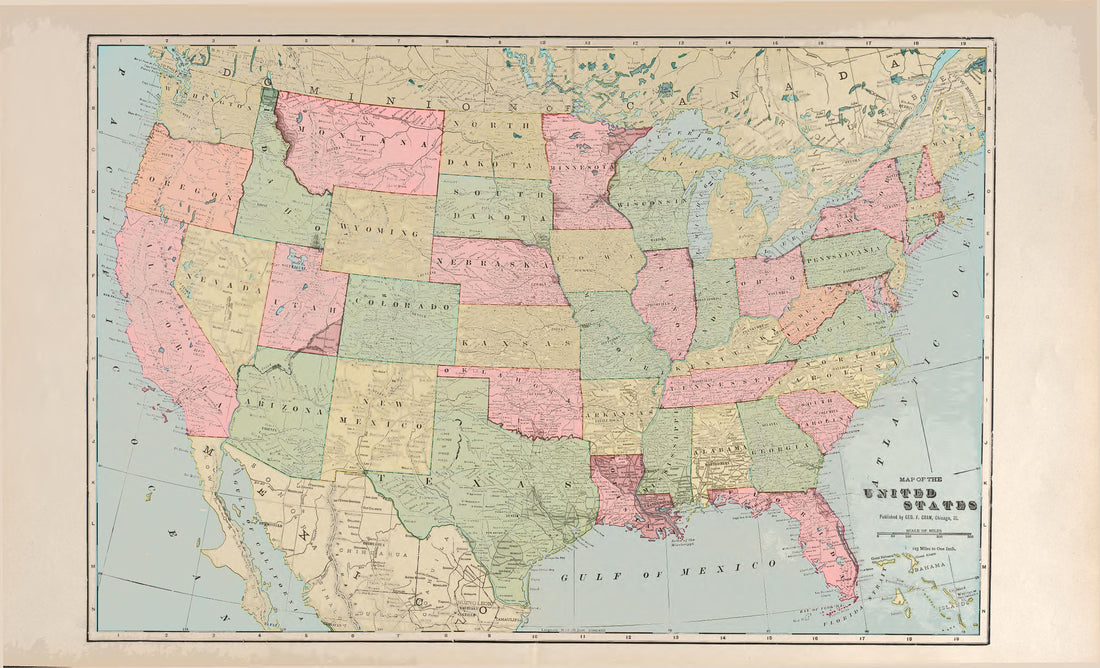 United States from Standard Atlas of Buena Vista County, Iowa : Including a Plat Book of the Villages, Cities and Townships of the County, Map of the State, United States and World, Patrons Directory, Reference … 1908 by Relic Map Company