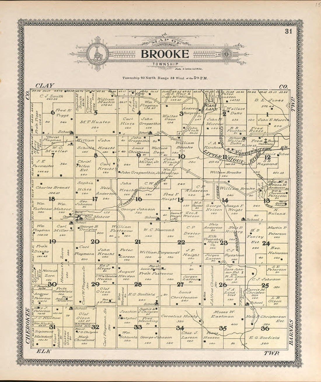 Brooke from Standard Atlas of Buena Vista County, Iowa : Including a Plat Book of the Villages, Cities and Townships of the County, Map of the State, United States and World, Patrons Directory, Reference … 1908 by Relic Map Company