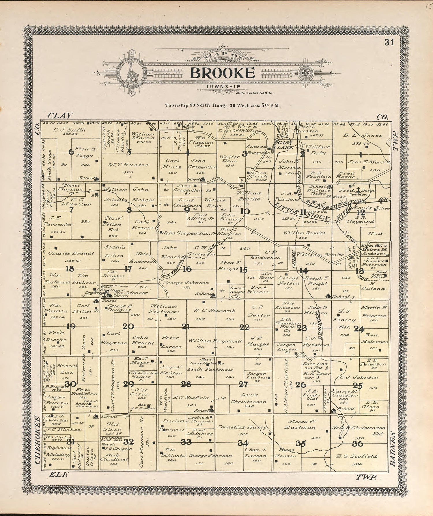 Brooke from Standard Atlas of Buena Vista County, Iowa : Including a Plat Book of the Villages, Cities and Townships of the County, Map of the State, United States and World, Patrons Directory, Reference … 1908 by Relic Map Company