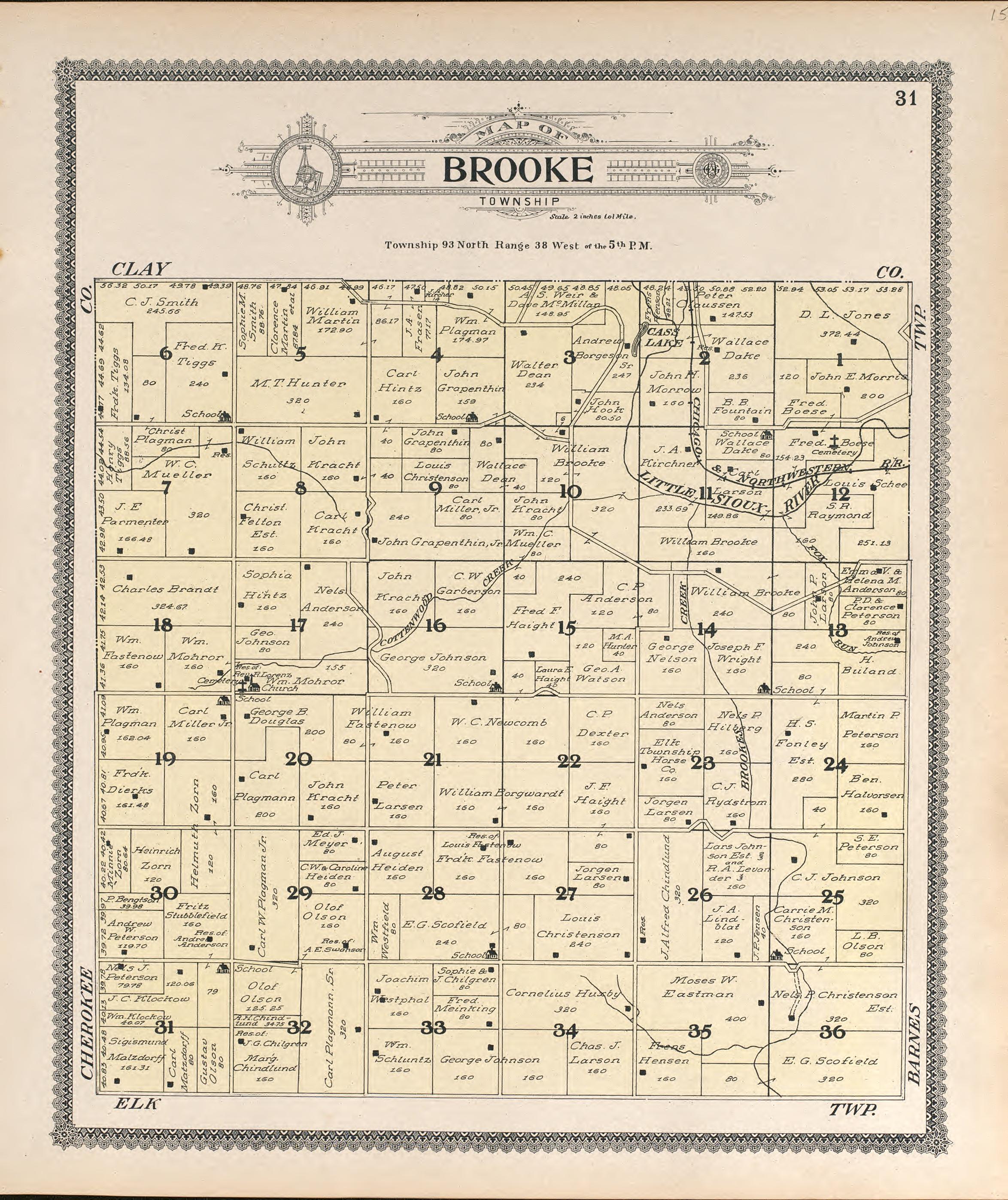 Brooke from Standard Atlas of Buena Vista County, Iowa : Including a Plat Book of the Villages, Cities and Townships of the County, Map of the State, United States and World, Patrons Directory, Reference … 1908 by Relic Map Company