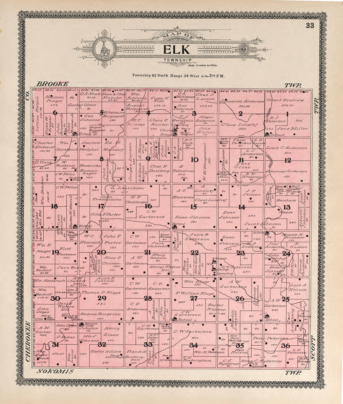 Elk from Standard Atlas of Buena Vista County, Iowa : Including a Plat Book of the Villages, Cities and Townships of the County, Map of the State, United States and World, Patrons Directory, Reference … 1908 by Relic Map Company