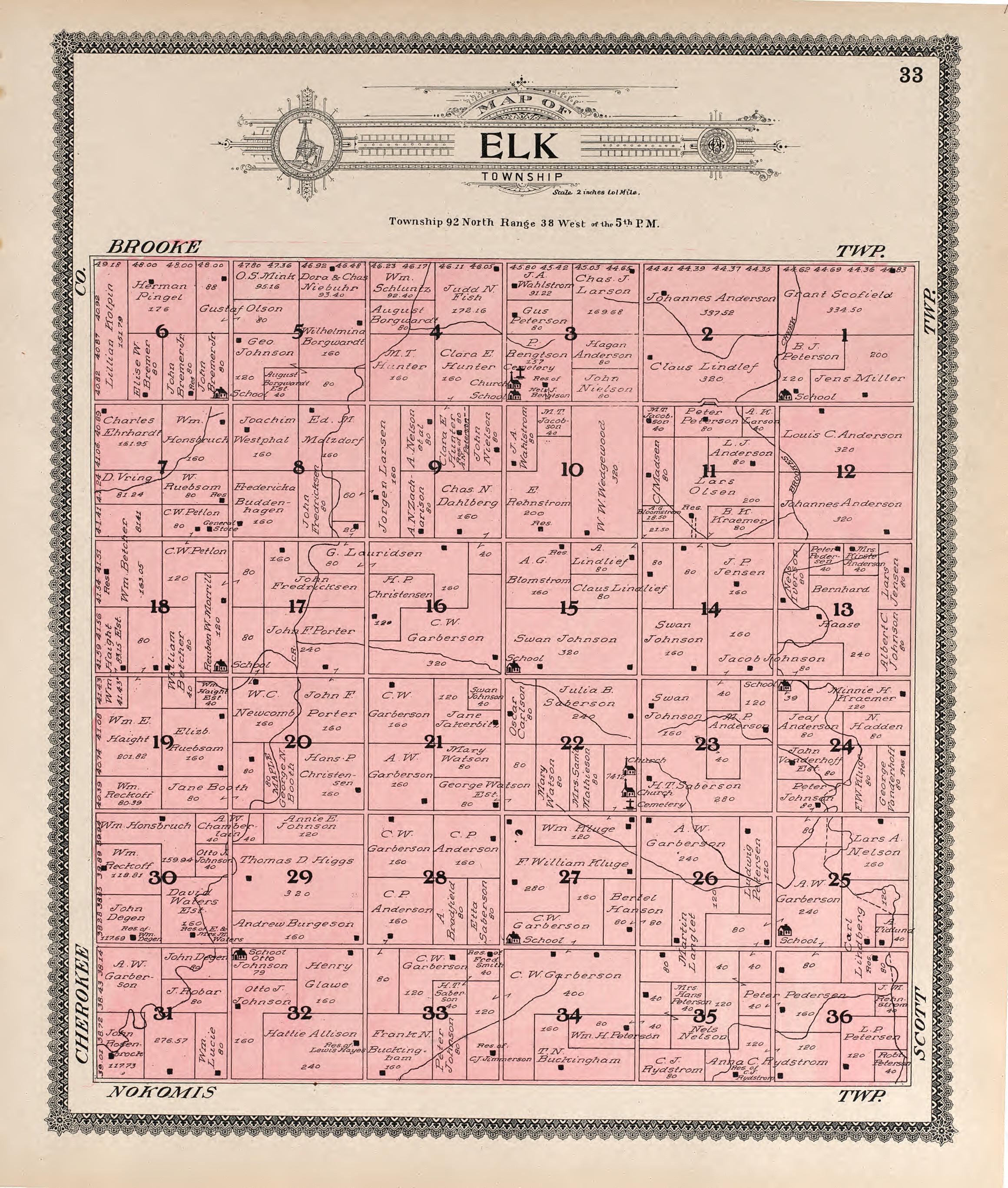 Elk from Standard Atlas of Buena Vista County, Iowa : Including a Plat Book of the Villages, Cities and Townships of the County, Map of the State, United States and World, Patrons Directory, Reference … 1908 by Relic Map Company