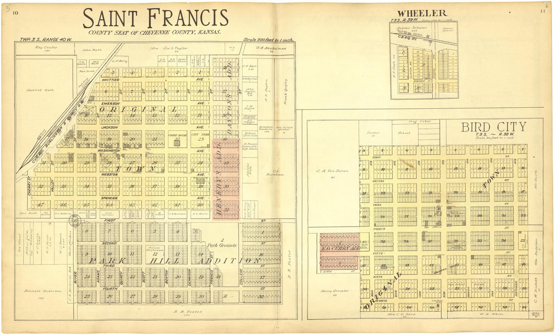 Saint Francis County Seat of Cheyenne County, Kansas from Standard Atlas of Cheyenne County, Kansas : Including a Plat Book of the Villages, Cities and Townships of the County, Map of the State, United States and World : Patrons Directory, Reference �... by Relic Map Company