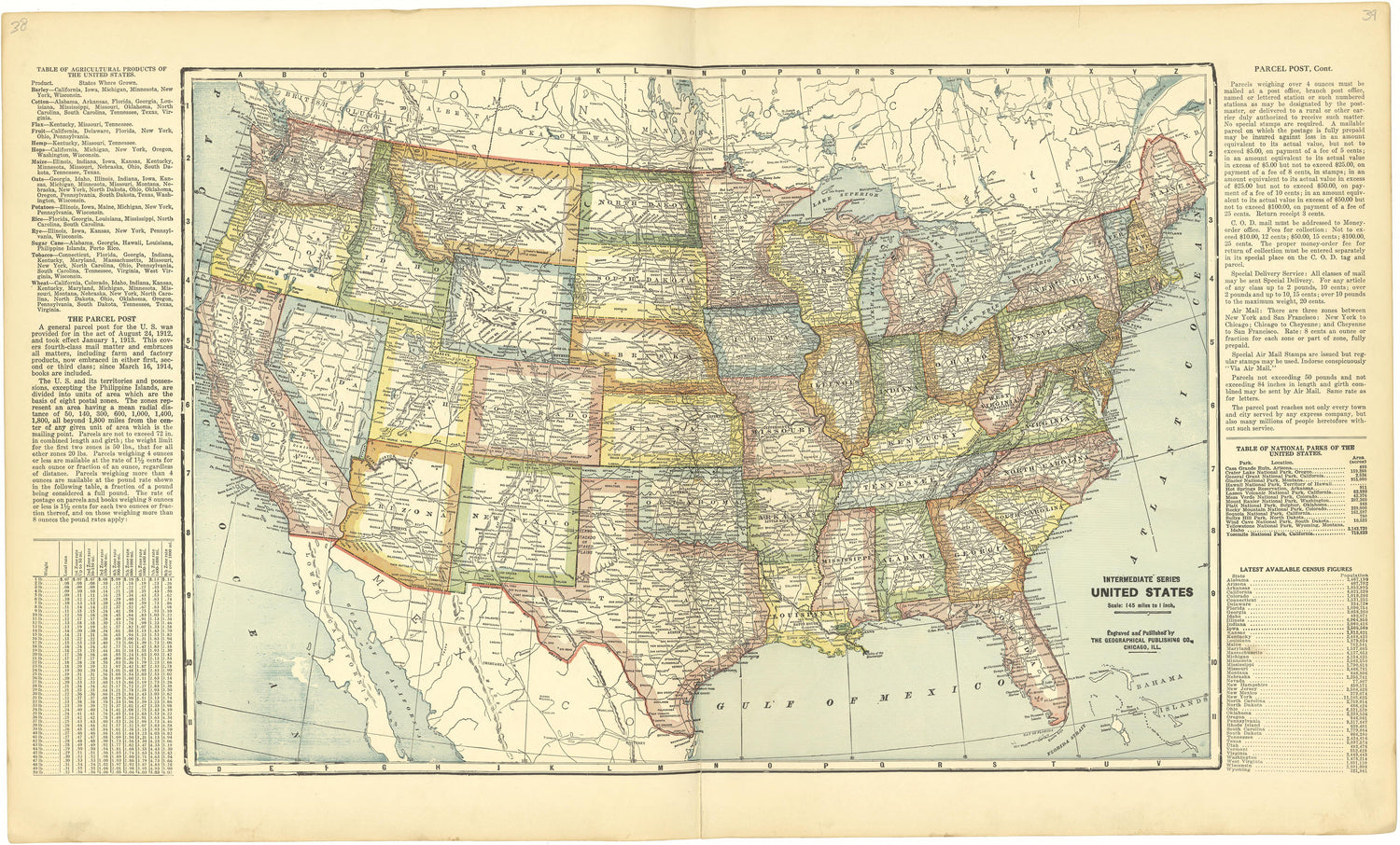 United States from Standard Atlas of Cheyenne County, Kansas : Including a Plat Book of the Villages, Cities and Townships of the County, Map of the State, United States and World : Patrons Directory, Reference … 1928 by Relic Map Company