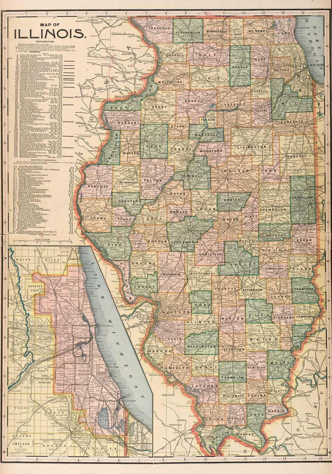 Illinois from Standard Atlas of Kendall County, Illinois : Including a Plat Book of the Villages, Cities and Townships of the County, Map of the State, United States and World : Patrons Directory, Reference … 1903 by Relic Map Company