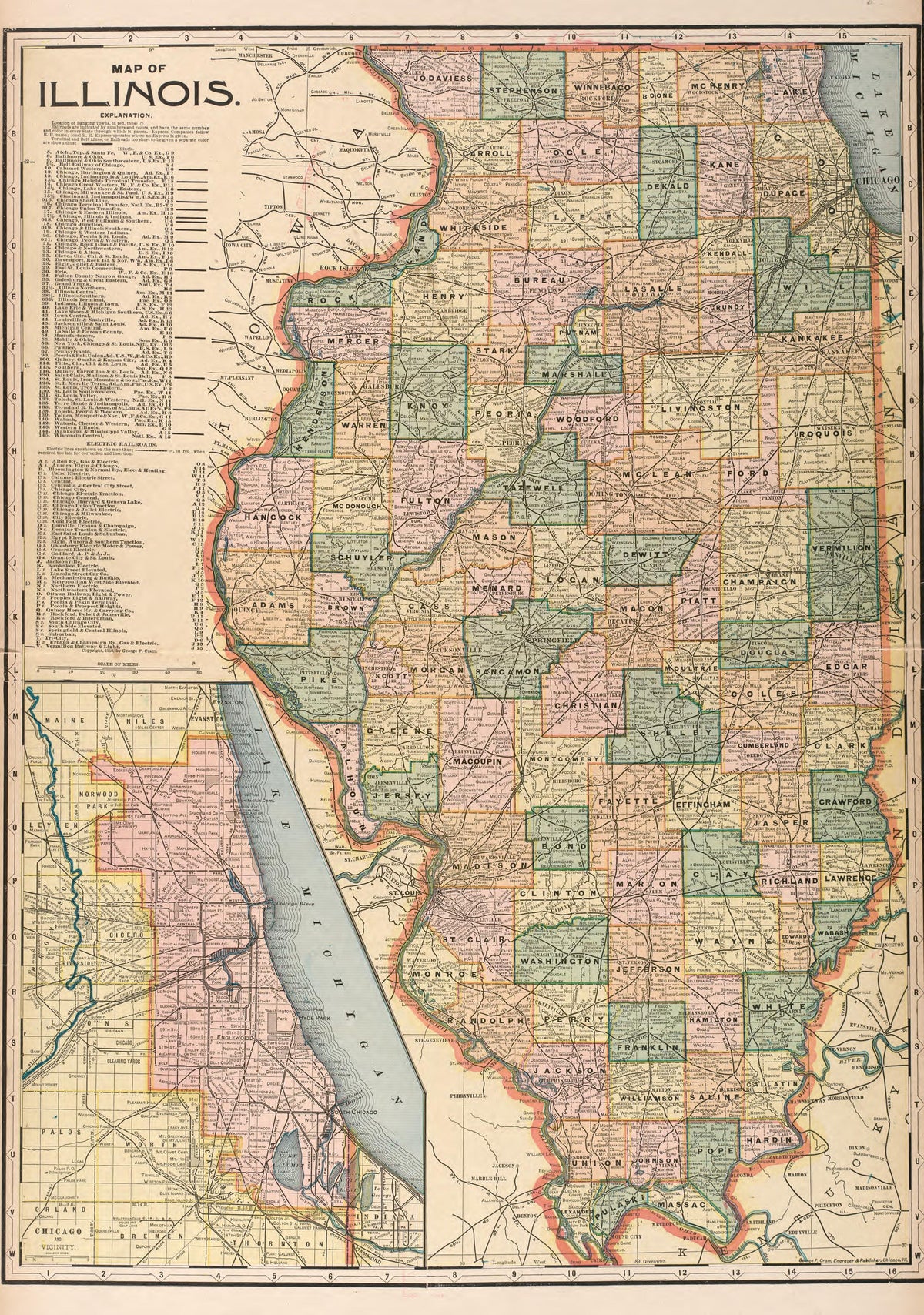 Illinois from Standard Atlas of Kendall County, Illinois : Including a Plat Book of the Villages, Cities and Townships of the County, Map of the State, United States and World : Patrons Directory, Reference … 1903 by Relic Map Company