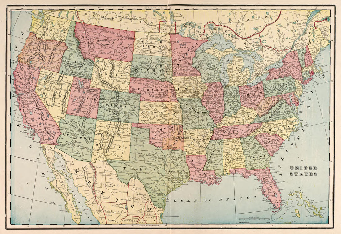 United States from Standard Atlas of Kendall County, Illinois : Including a Plat Book of the Villages, Cities and Townships of the County, Map of the State, United States and World : Patrons Directory, Reference … 1903 by Relic Map Company