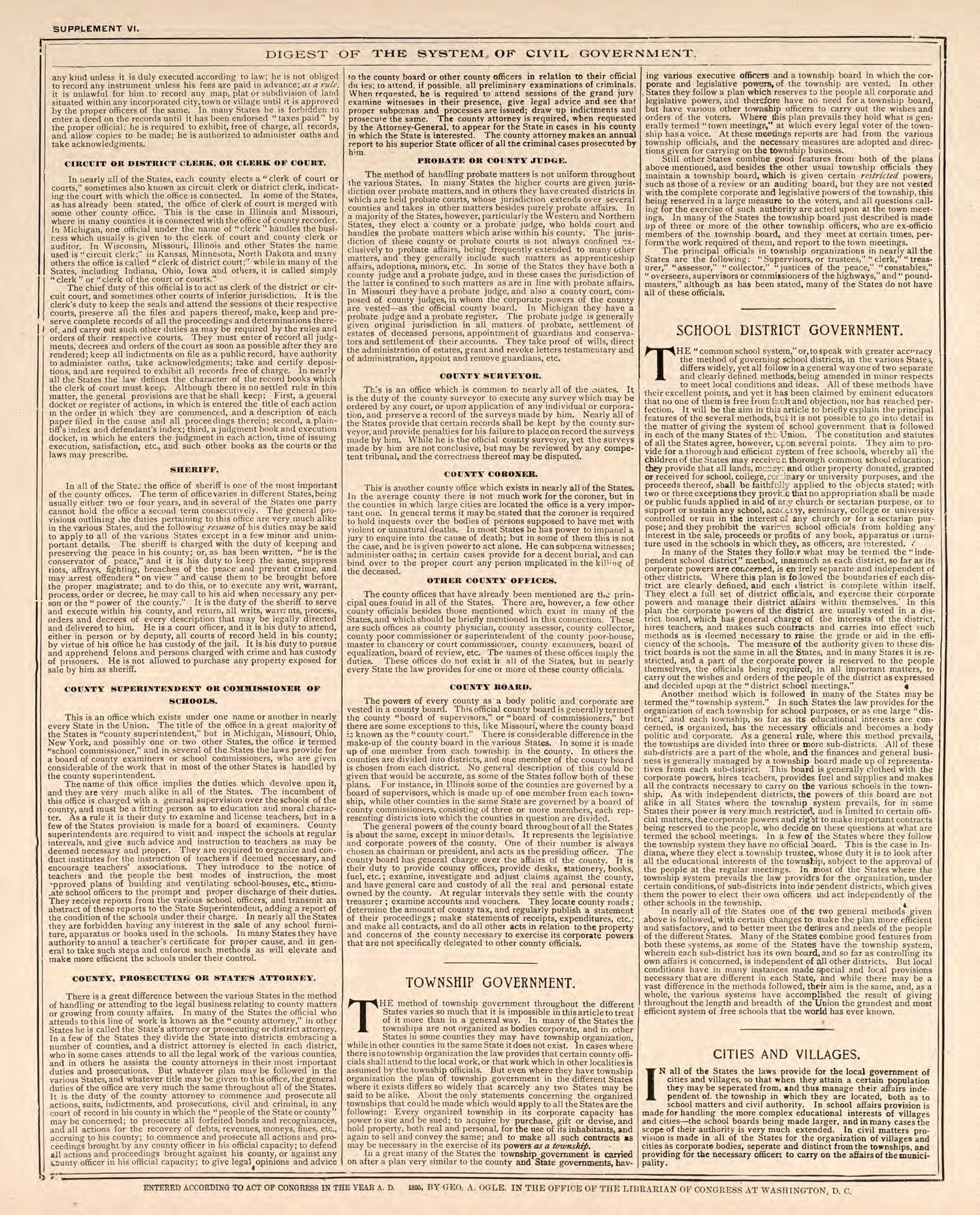 Digest of the System of Civil Government, Pt. 4 from Standard Atlas of Kendall County, Illinois : Including a Plat Book of the Villages, Cities and Townships of the County, Map of the State, United States and World : Patrons Directory, Reference … 1903 by Relic Map Company