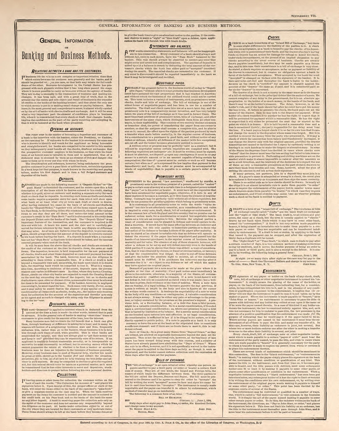 General Information On Banking and Business Methods, Pt. 1 from Standard Atlas of Kendall County, Illinois : Including a Plat Book of the Villages, Cities and Townships of the County, Map of the State, United States and World : Patrons Directory, Refe... by Relic Map Company