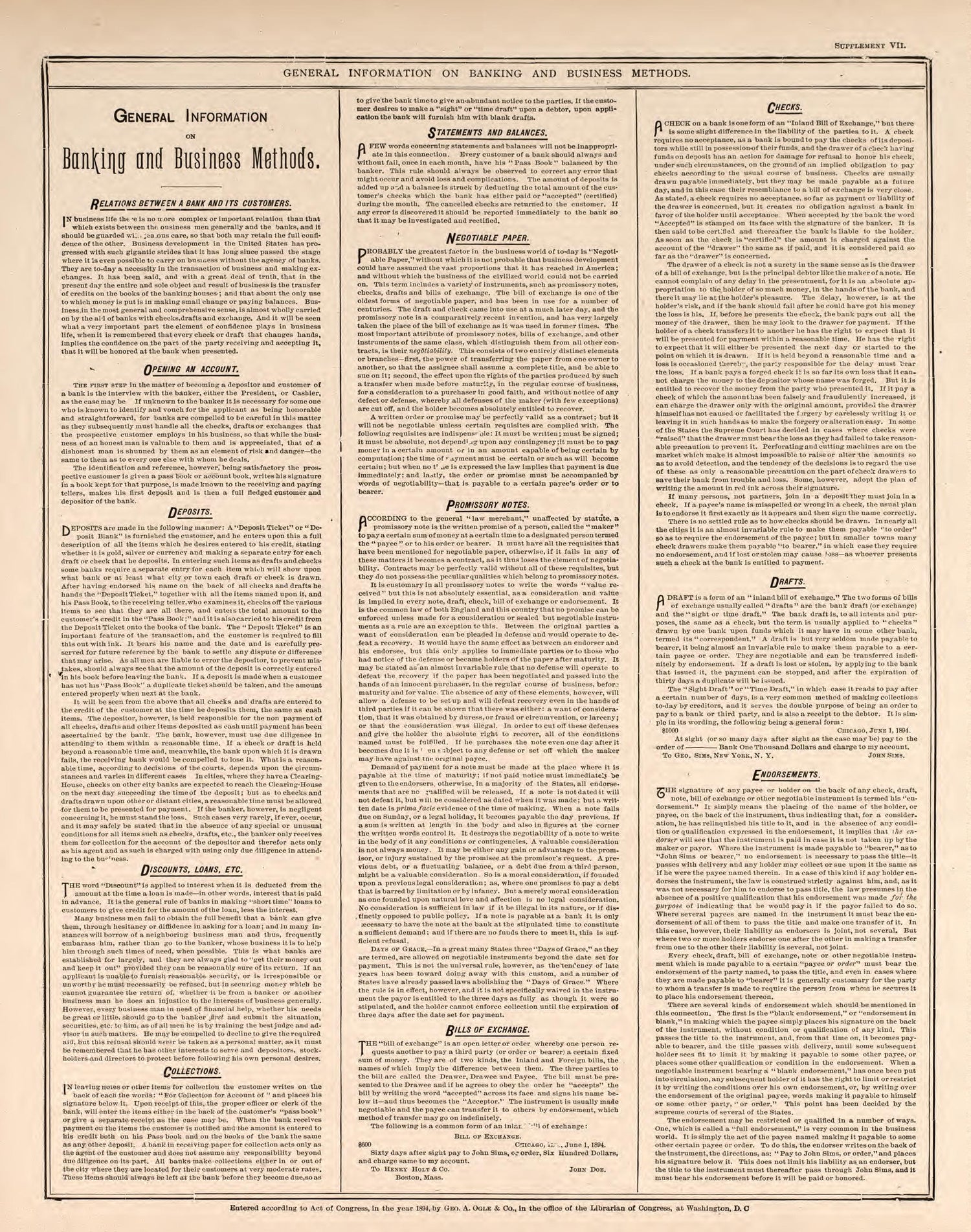 General Information On Banking and Business Methods, Pt. 1 from Standard Atlas of Kendall County, Illinois : Including a Plat Book of the Villages, Cities and Townships of the County, Map of the State, United States and World : Patrons Directory, Refe... by Relic Map Company