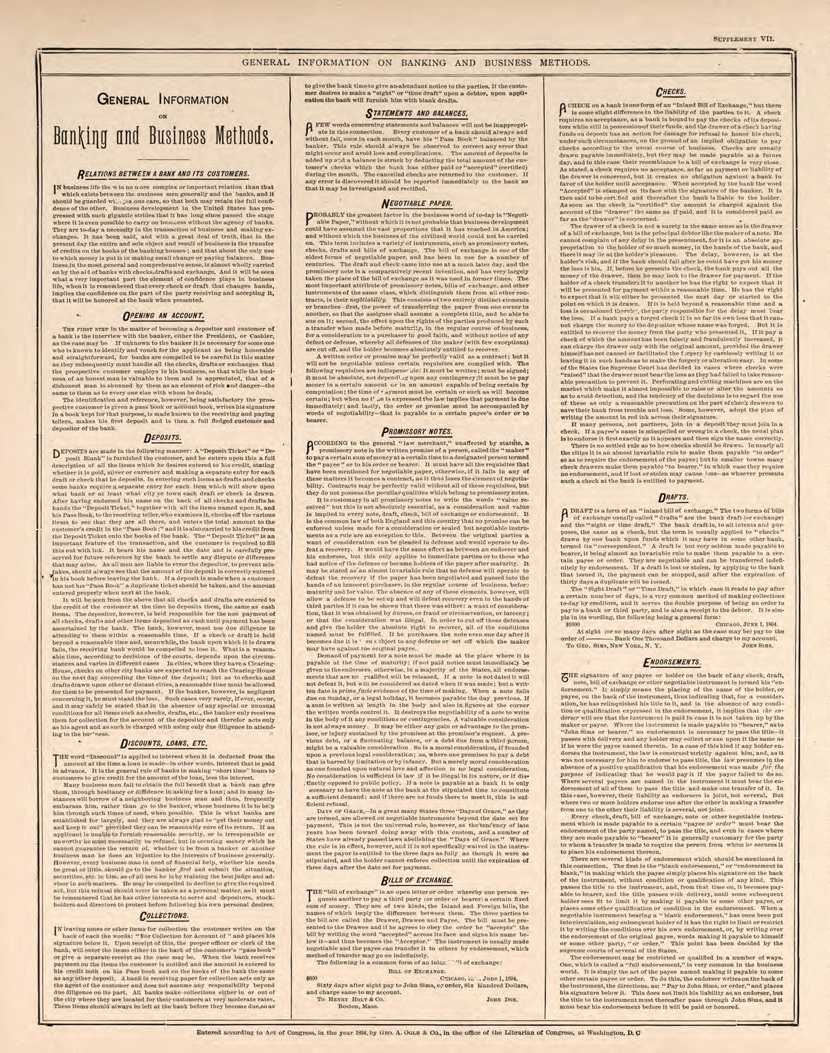 General Information On Banking and Business Methods, Pt. 1 from Standard Atlas of Kendall County, Illinois : Including a Plat Book of the Villages, Cities and Townships of the County, Map of the State, United States and World : Patrons Directory, Refe... by Relic Map Company