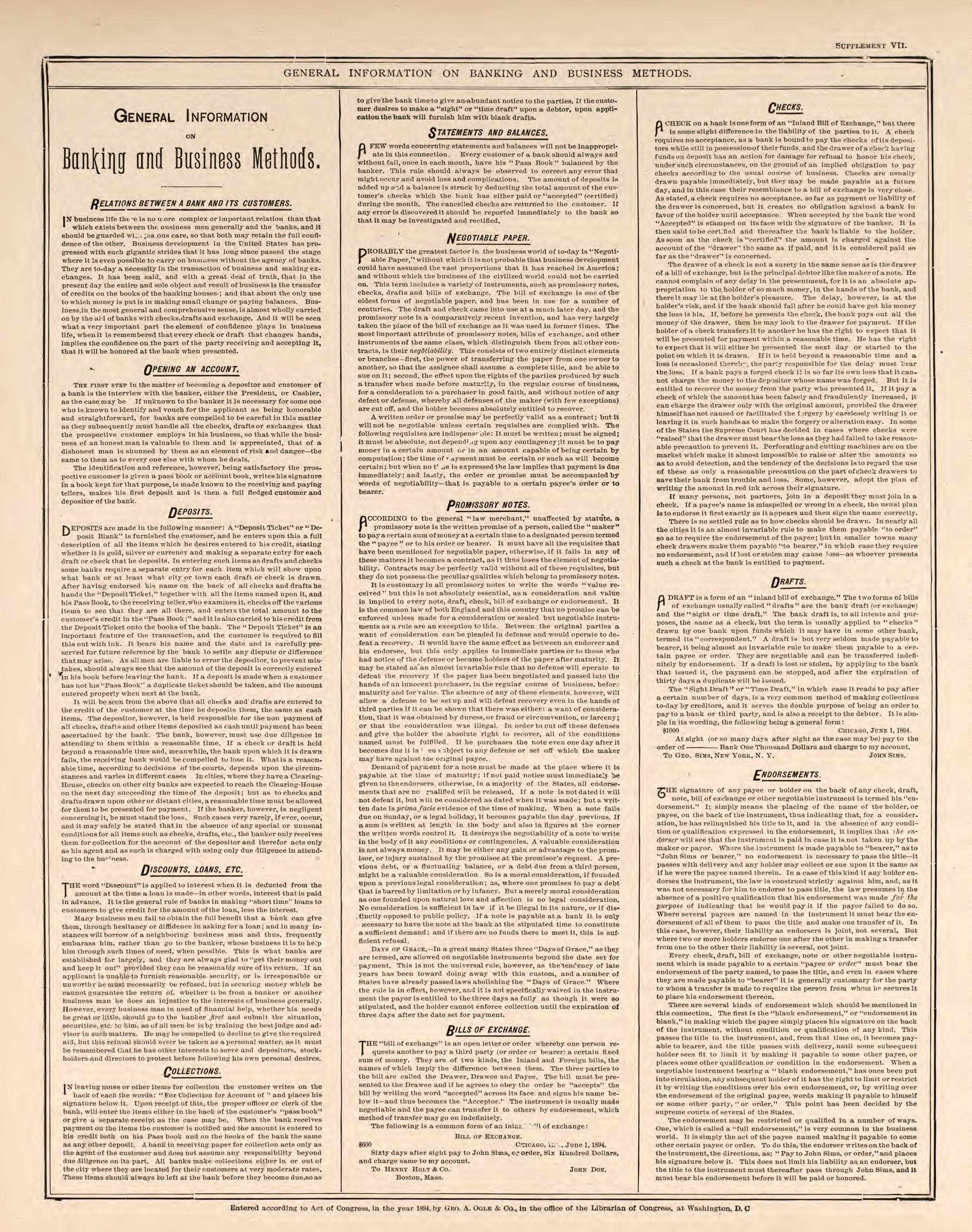 General Information On Banking and Business Methods, Pt. 1 from Standard Atlas of Kendall County, Illinois : Including a Plat Book of the Villages, Cities and Townships of the County, Map of the State, United States and World : Patrons Directory, Refe... by Relic Map Company
