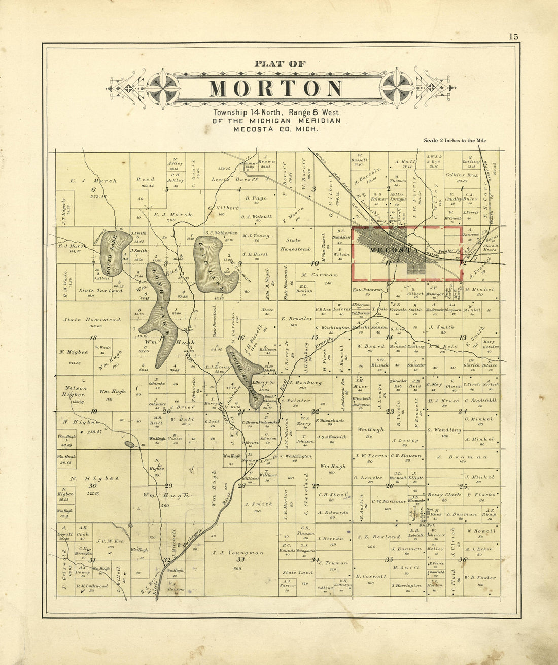 Plat of Morton from Plat Book of Mecosta County, Michigan 1900 by Relic Map Company