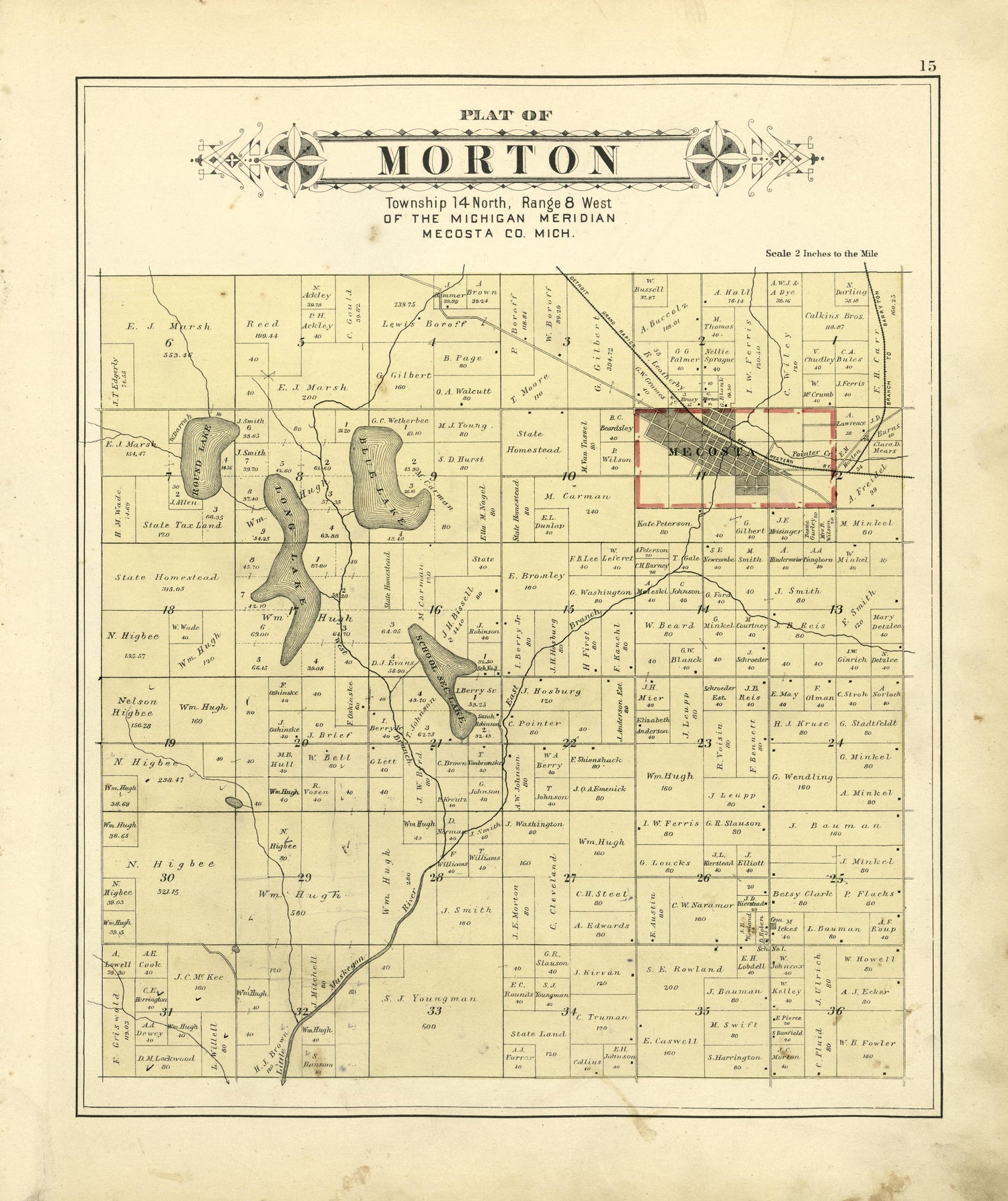 Plat of Morton from Plat Book of Mecosta County, Michigan 1900 by Relic Map Company